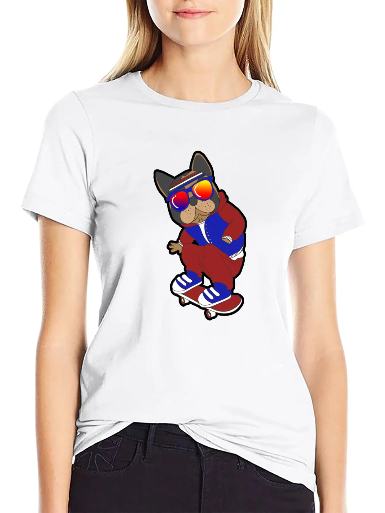 Skate Dog Comfortable Minimalist Graphic Tee – Summer Style Essential