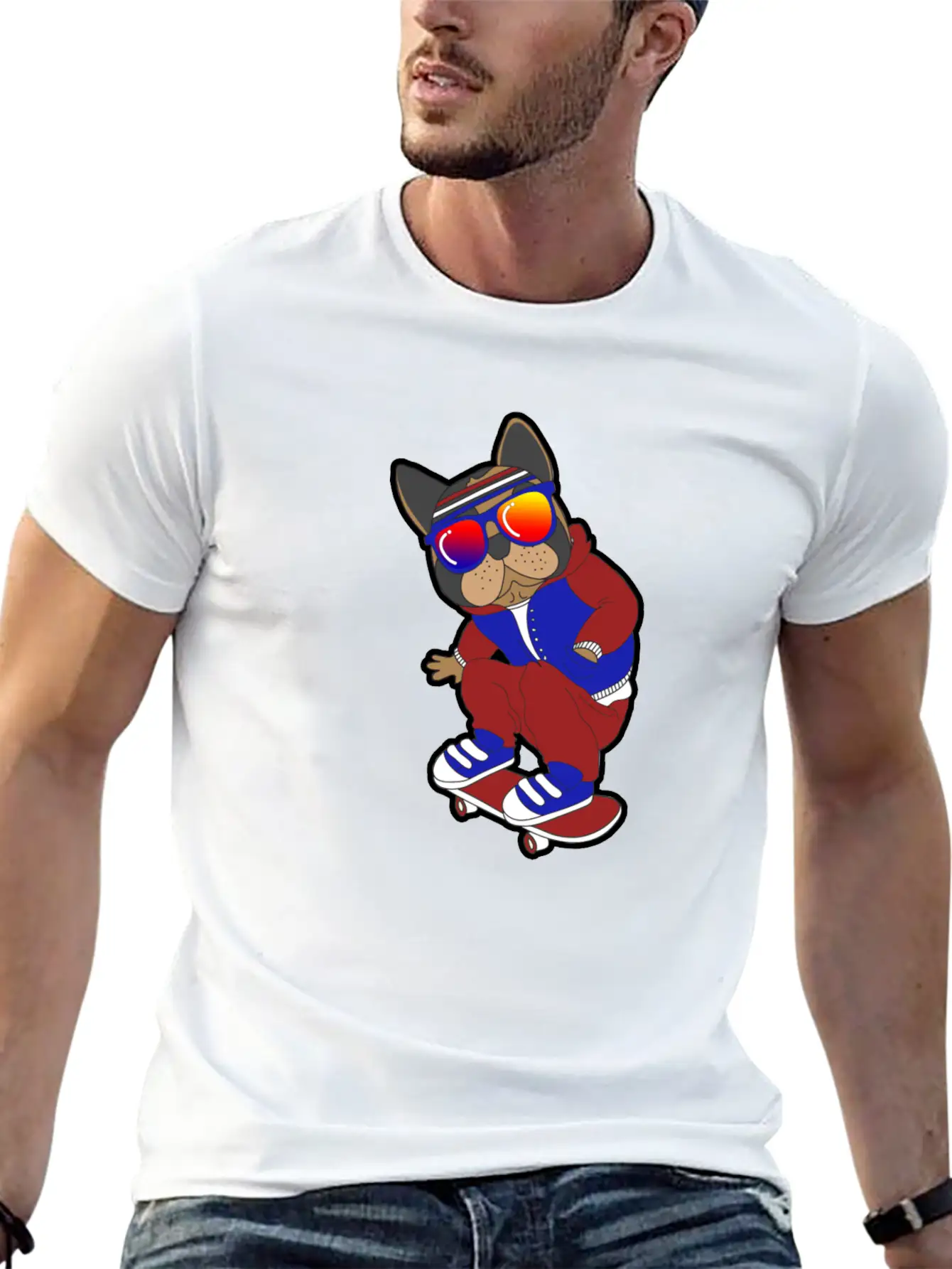 Skate Dog Comfortable Minimalist Graphic Tee – Summer Style Essential
