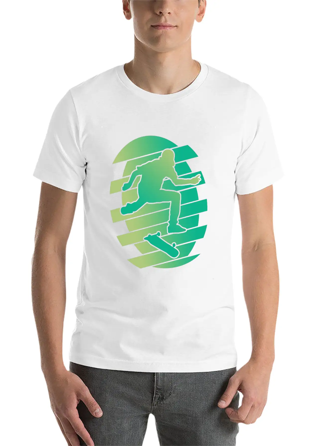 Skate Skater Skateboard Skating Green Stylish Everyday T-Shirt – Unisex Basic Cotton Tee