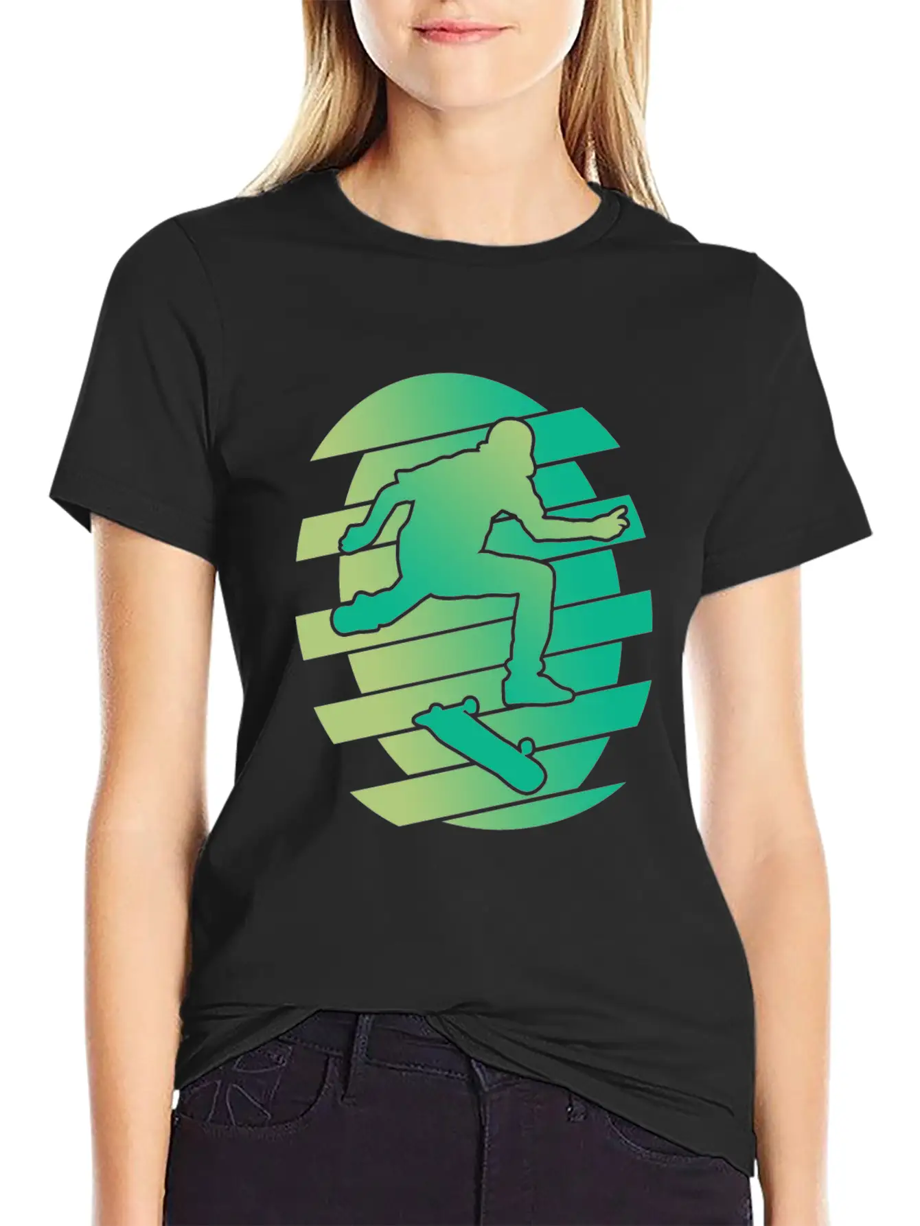 Skate Skater Skateboard Skating Green Stylish Everyday T-Shirt – Unisex Basic Cotton Tee