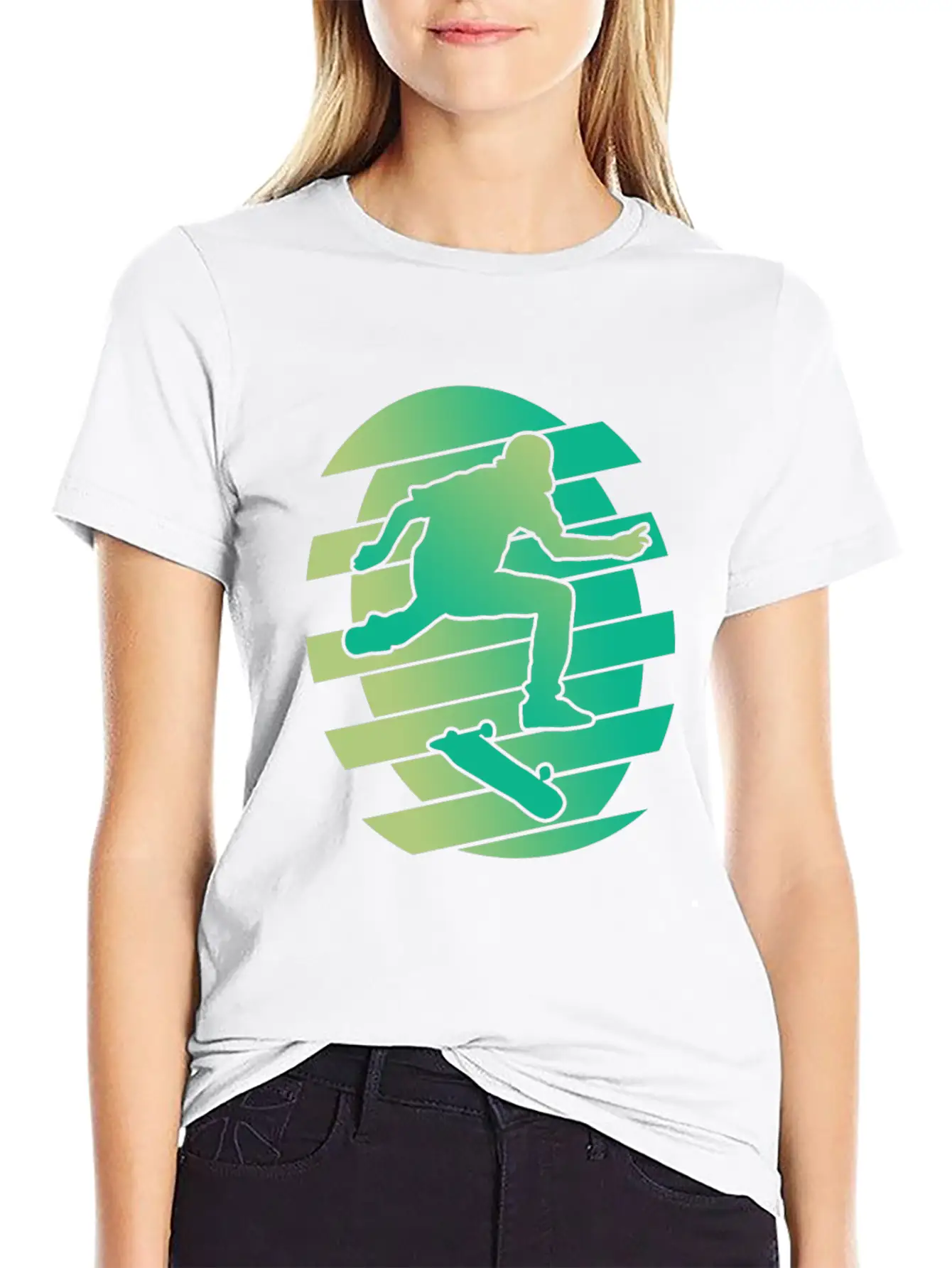 Skate Skater Skateboard Skating Green Stylish Everyday T-Shirt – Unisex Basic Cotton Tee