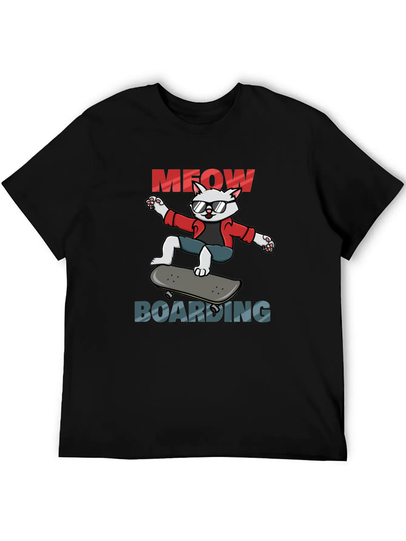 Skater Cat Unisex Short Sleeve Soft Cotton T-Shirt – Casual Everyday Wear