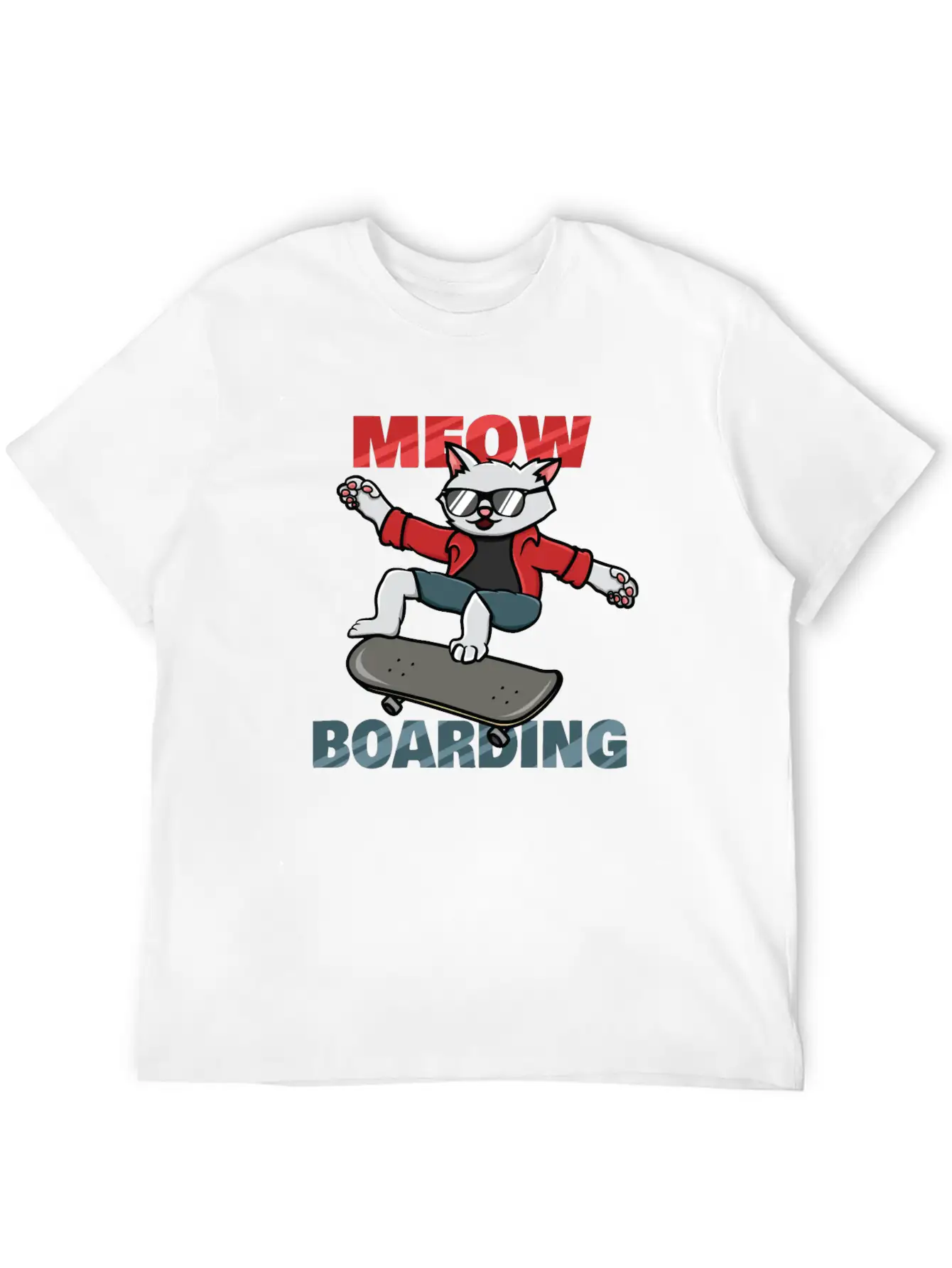 Skater Cat Unisex Short Sleeve Soft Cotton T-Shirt – Casual Everyday Wear
