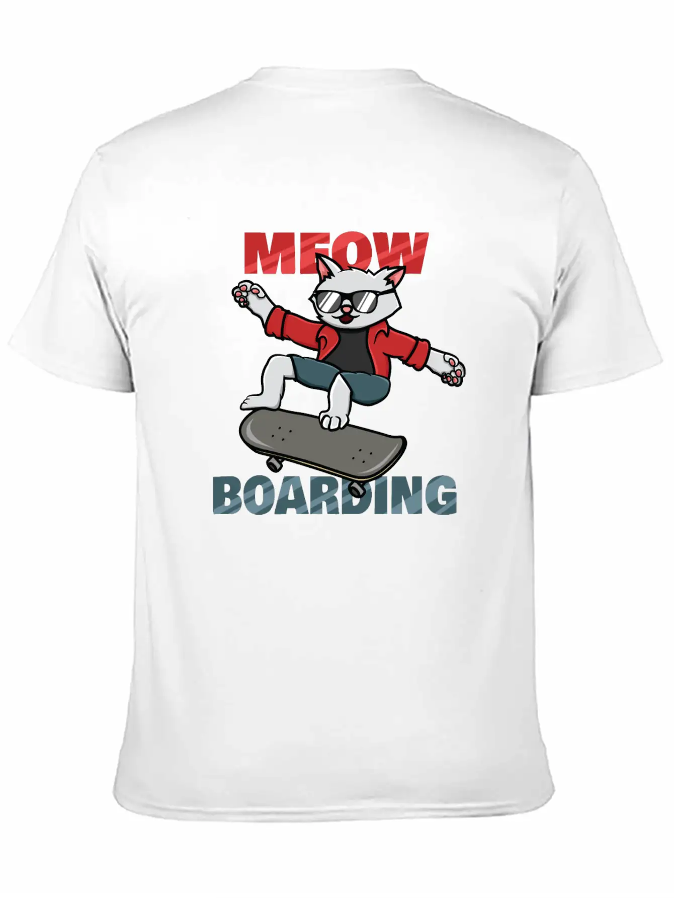 Skater Cat Unisex Short Sleeve Soft Cotton T-Shirt – Casual Everyday Wear