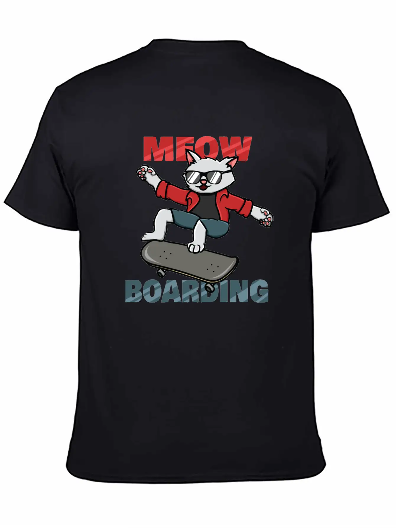 Skater Cat Unisex Short Sleeve Soft Cotton T-Shirt – Casual Everyday Wear