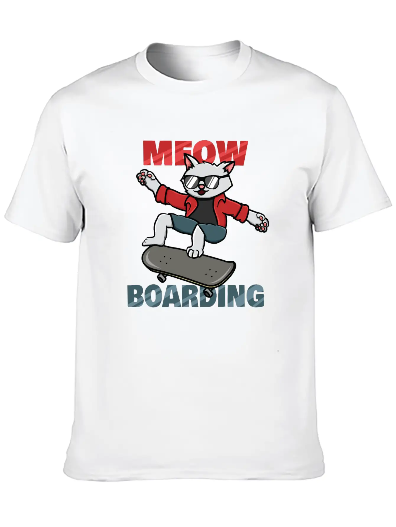 Skater Cat Unisex Short Sleeve Soft Cotton T-Shirt – Casual Everyday Wear