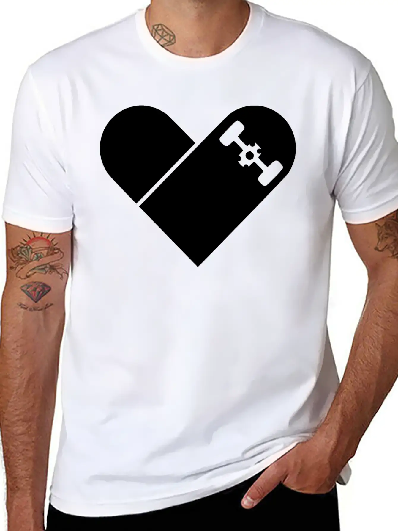 Skater Heart2 Unisex Short Sleeve Soft Cotton T-Shirt – Casual Everyday Wear