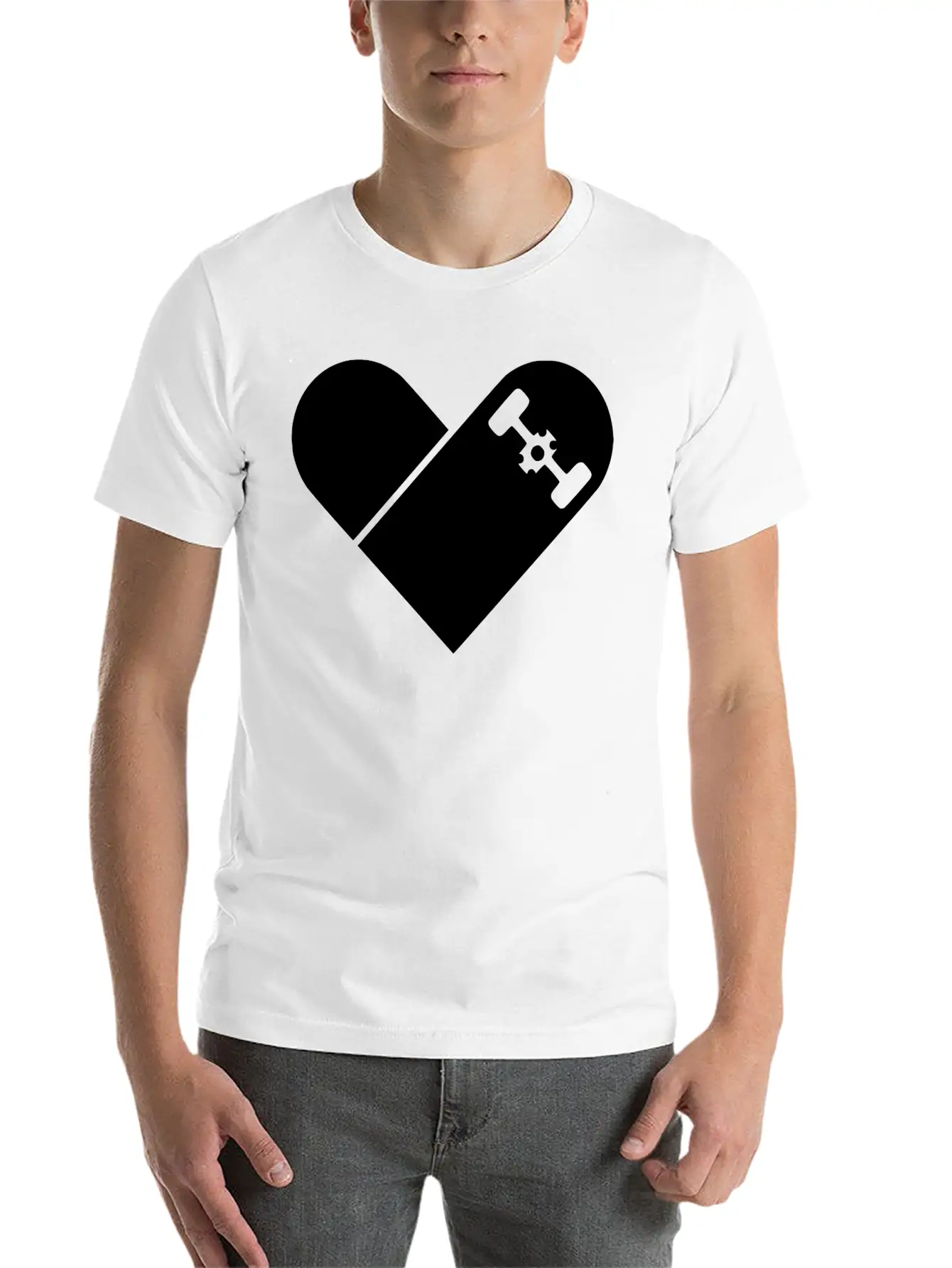 Skater Heart2 Unisex Short Sleeve Soft Cotton T-Shirt – Casual Everyday Wear