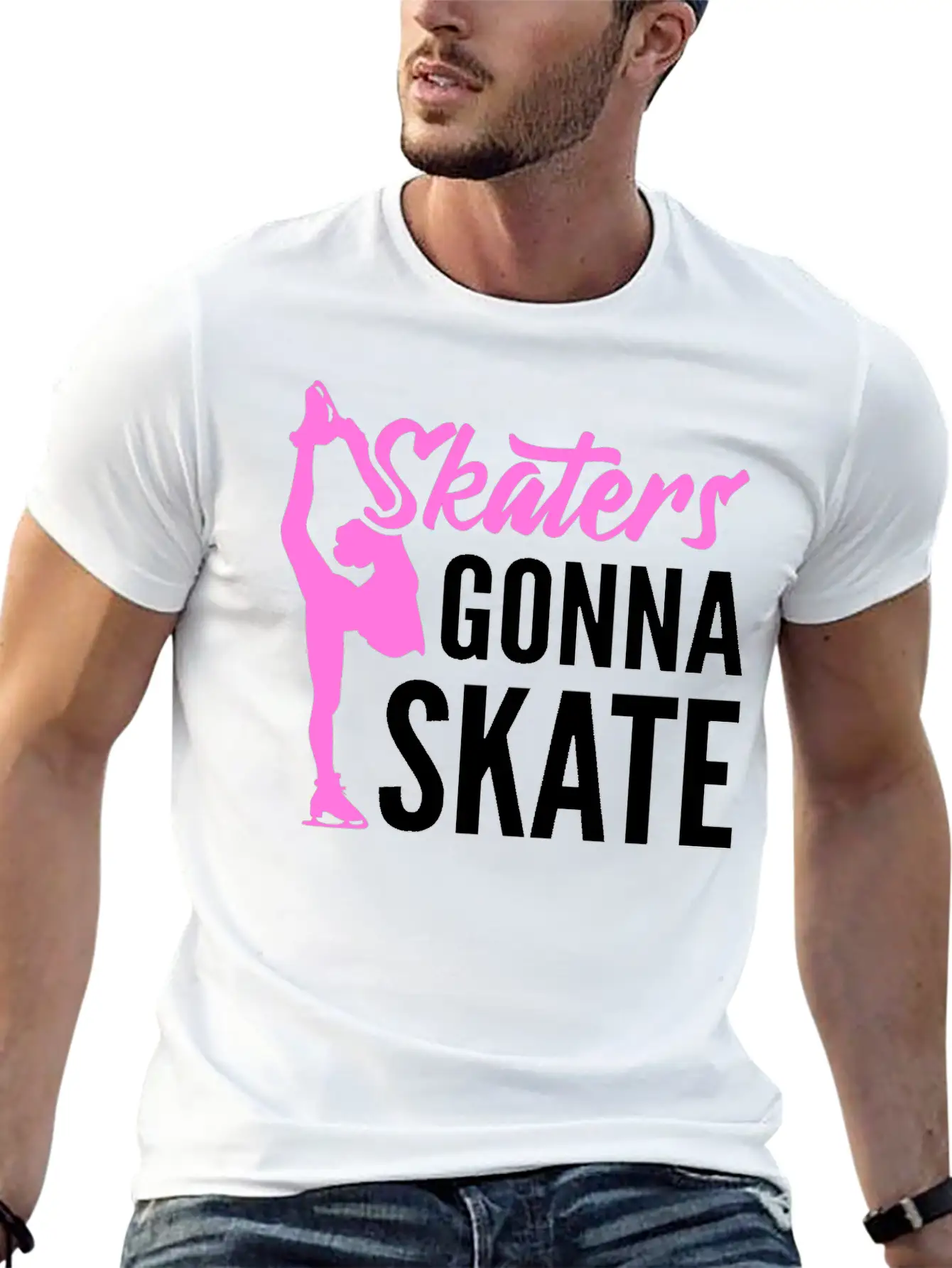 Skaters Gonna Skate Ice Skater Unisex Short Sleeve Soft Cotton T-Shirt – Casual Everyday Wear