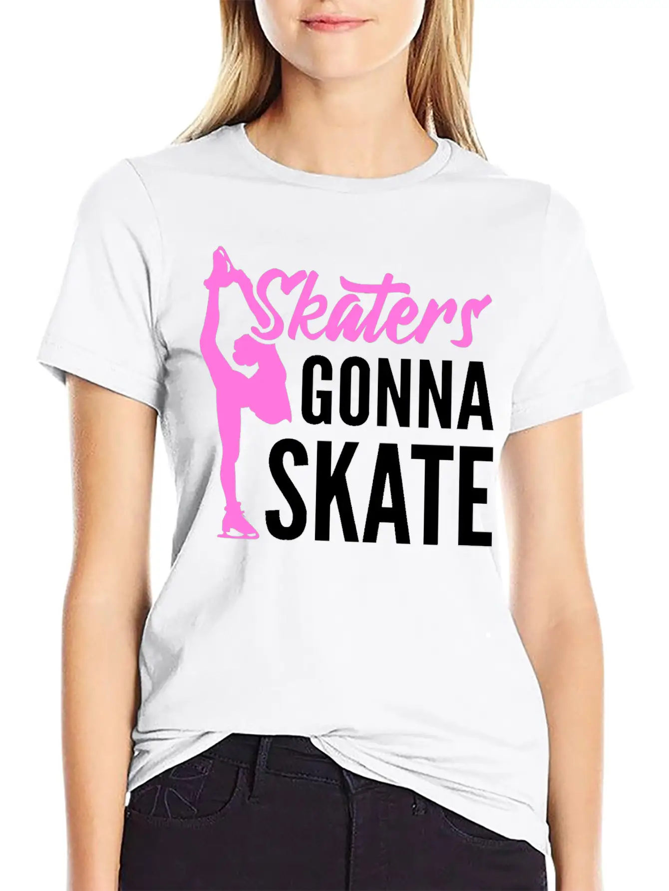 Skaters Gonna Skate Ice Skater Unisex Short Sleeve Soft Cotton T-Shirt – Casual Everyday Wear
