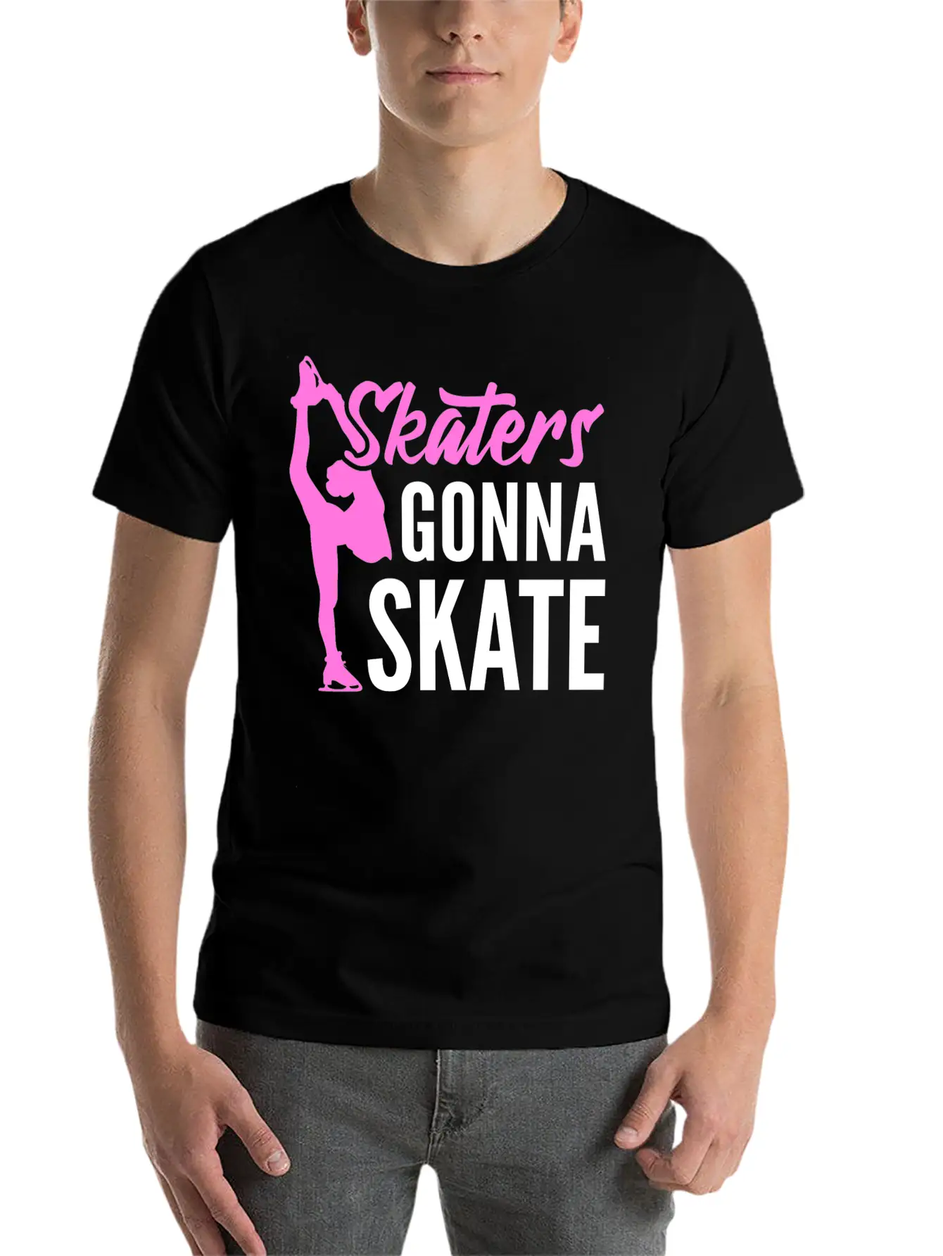 Skaters Gonna Skate Ice Skater Unisex Short Sleeve Soft Cotton T-Shirt – Casual Everyday Wear