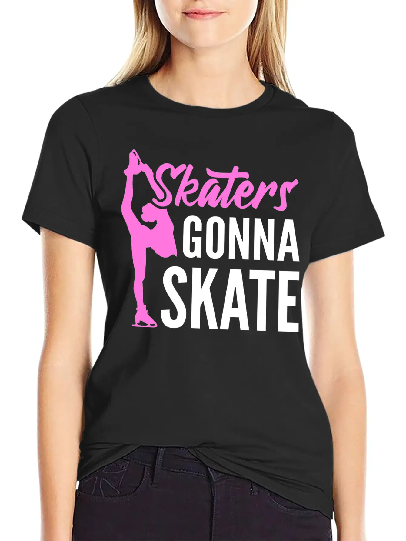 Skaters Gonna Skate Ice Skater Unisex Short Sleeve Soft Cotton T-Shirt – Casual Everyday Wear