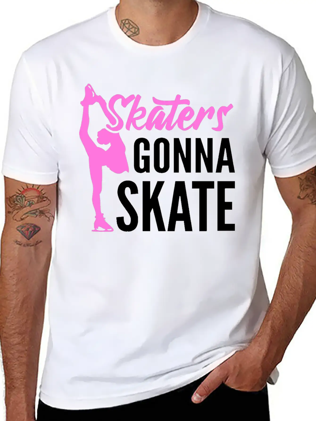 Skaters Gonna Skate Ice Skater Unisex Short Sleeve Soft Cotton T-Shirt – Casual Everyday Wear