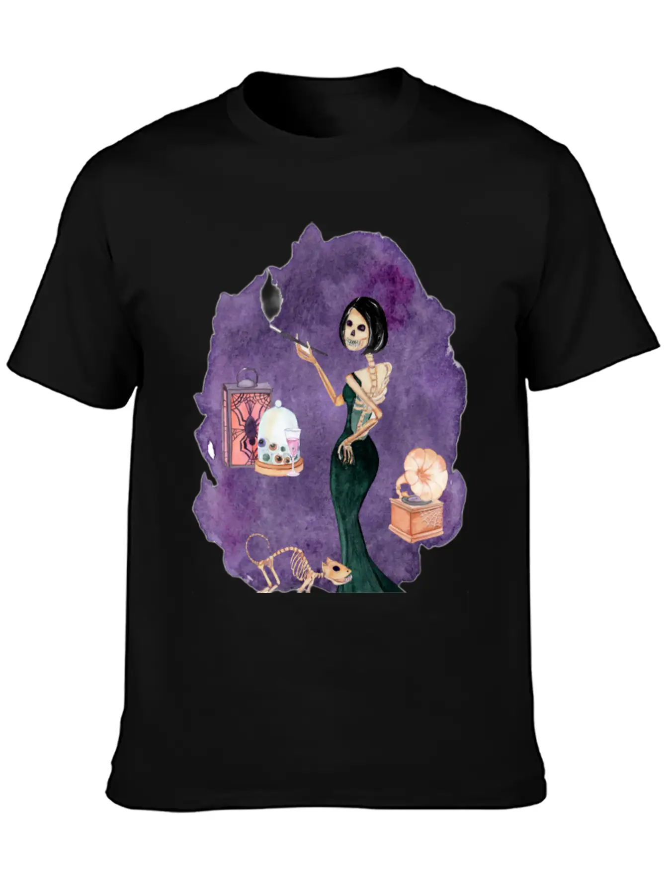 Skeleton Lady Unisex Short Sleeve Soft Cotton T-Shirt – Casual Everyday Wear