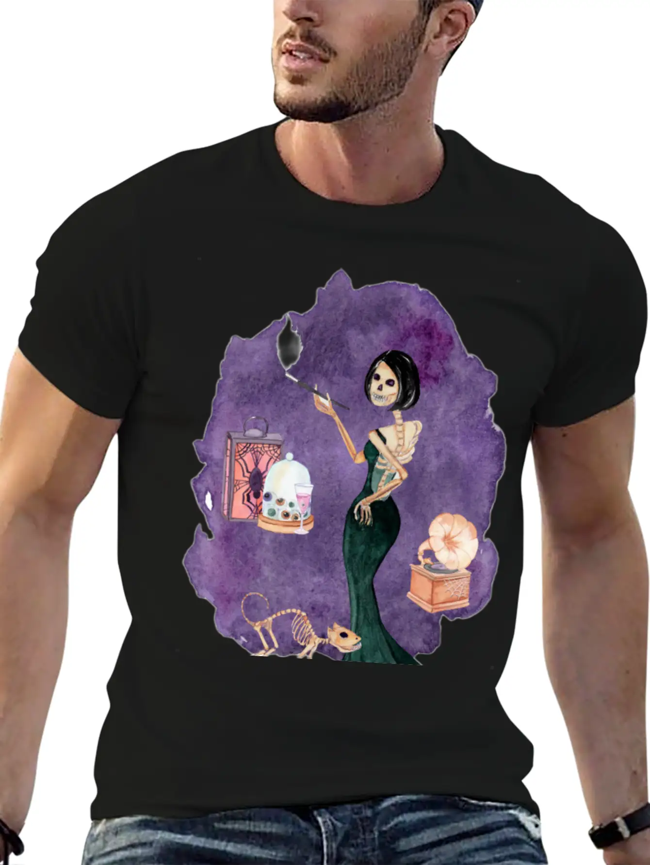 Skeleton Lady Unisex Short Sleeve Soft Cotton T-Shirt – Casual Everyday Wear