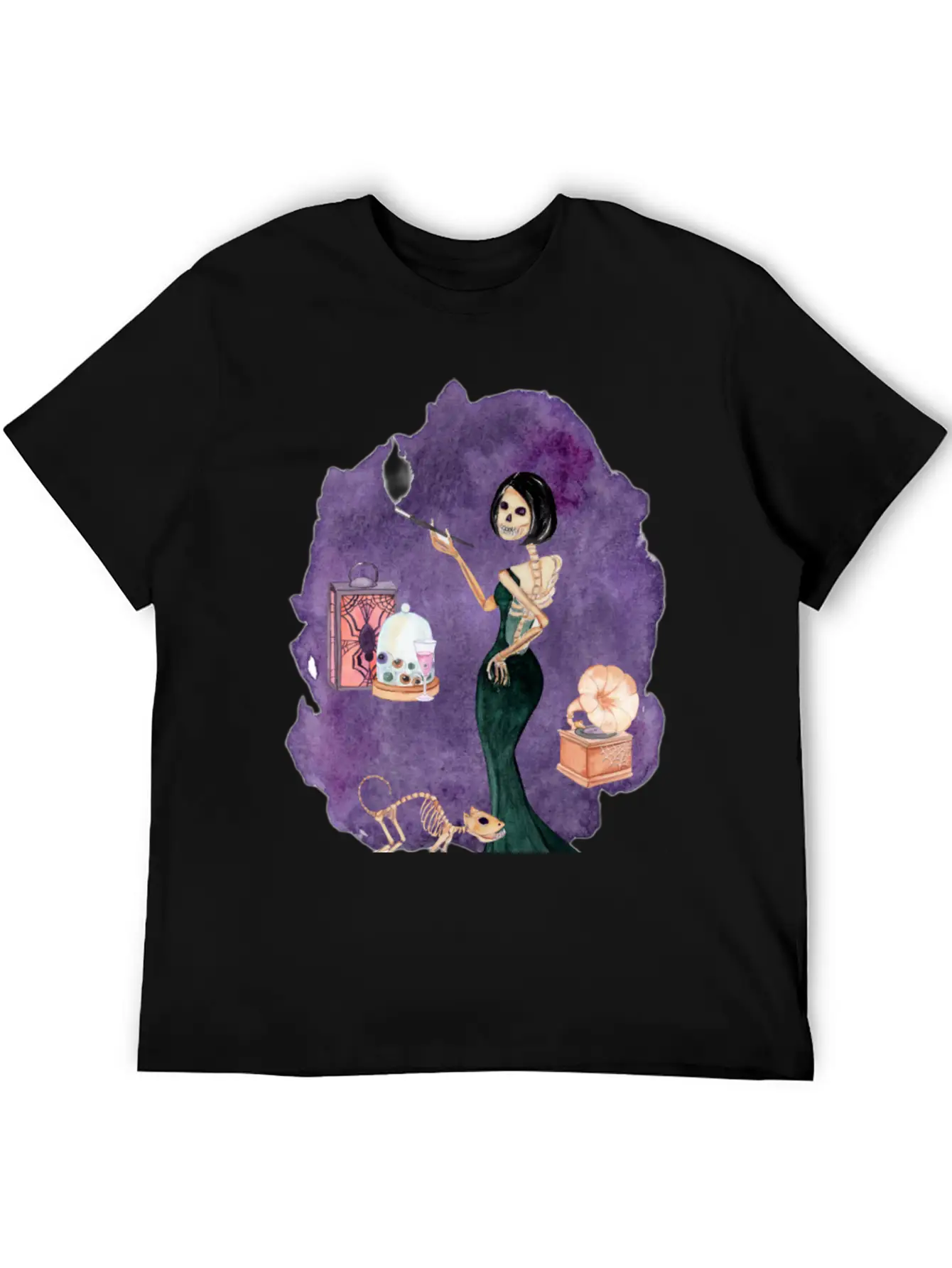 Skeleton Lady Unisex Short Sleeve Soft Cotton T-Shirt – Casual Everyday Wear