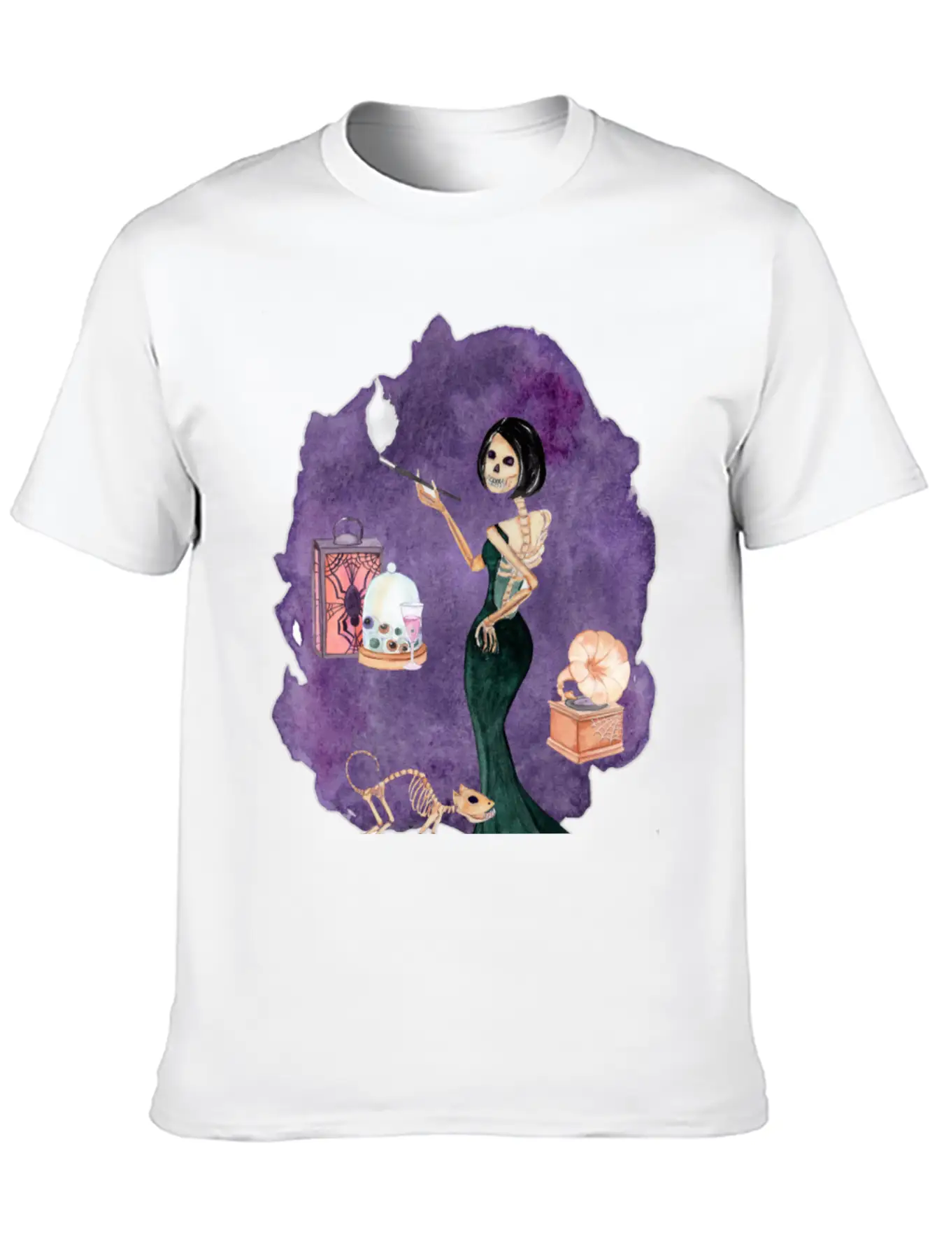 Skeleton Lady Unisex Short Sleeve Soft Cotton T-Shirt – Casual Everyday Wear