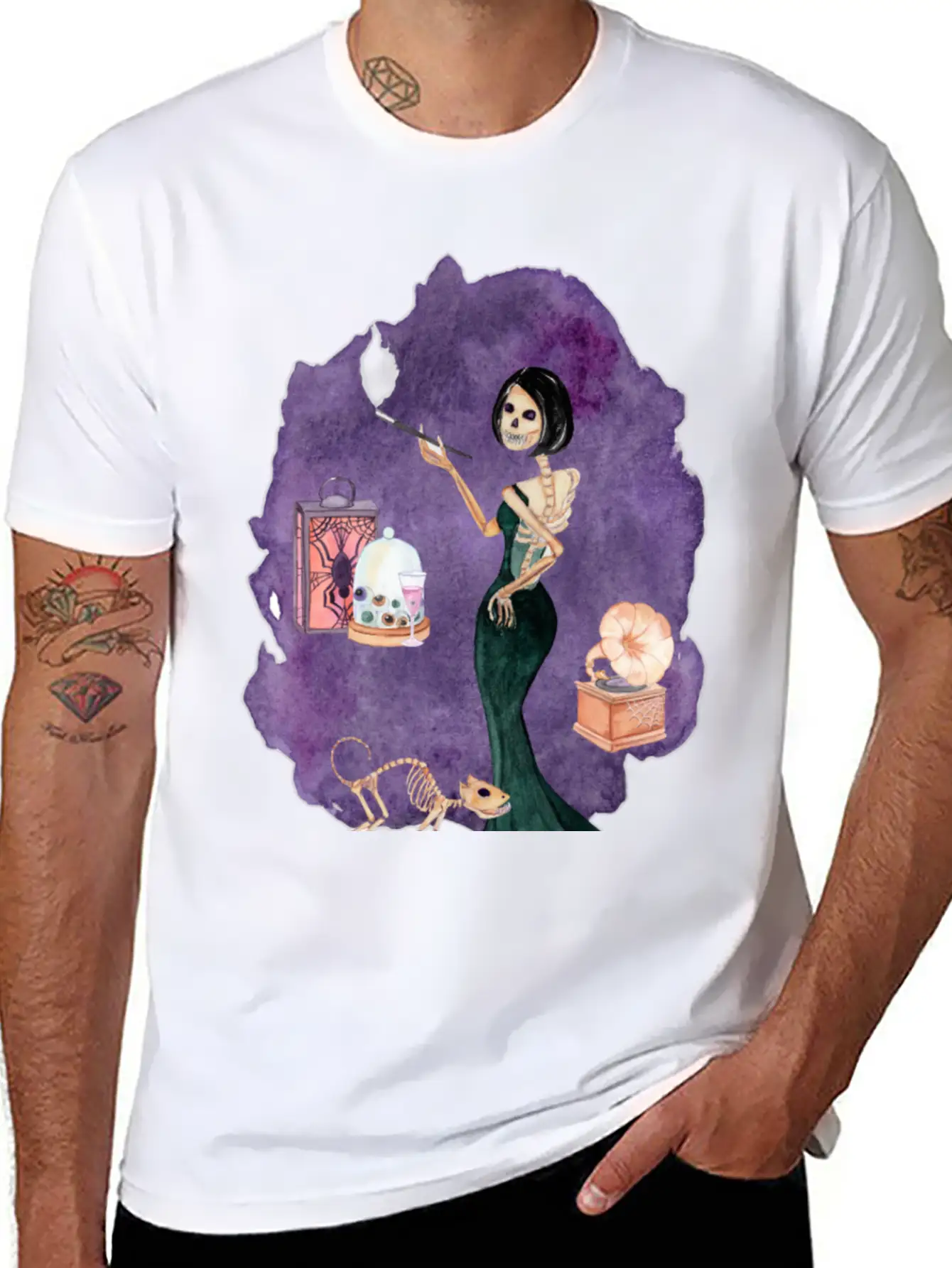 Skeleton Lady Unisex Short Sleeve Soft Cotton T-Shirt – Casual Everyday Wear