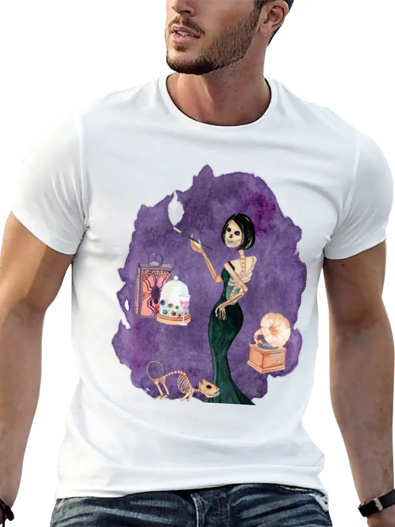 Skeleton Lady Unisex Short Sleeve Soft Cotton T-Shirt – Casual Everyday Wear