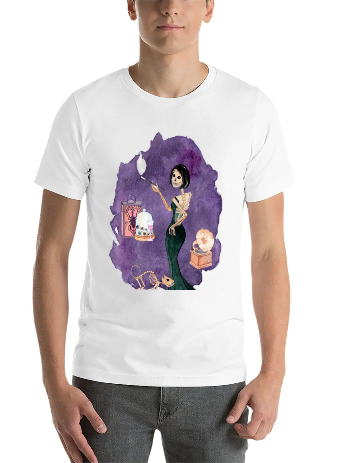 Skeleton Lady Unisex Short Sleeve Soft Cotton T-Shirt – Casual Everyday Wear
