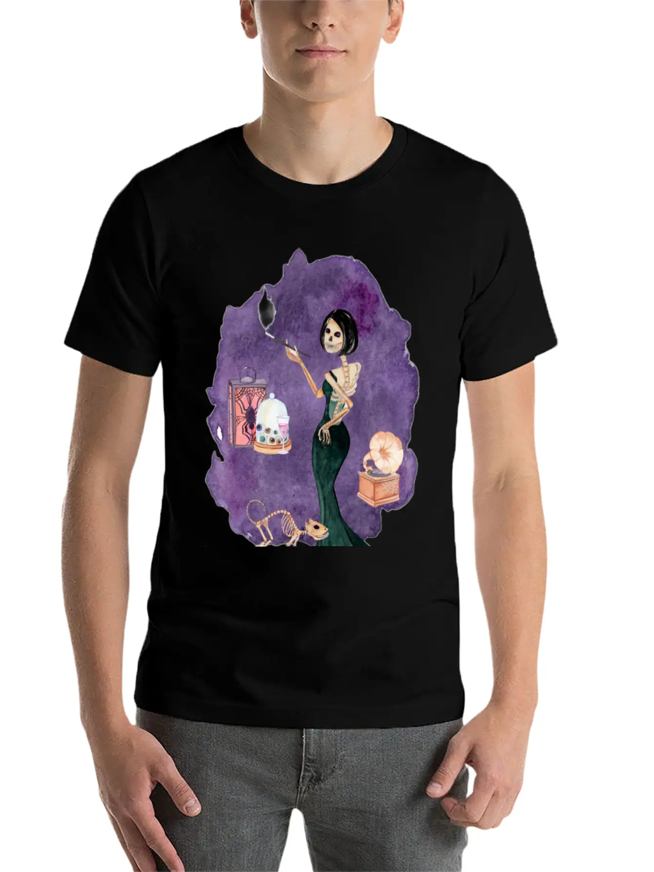 Skeleton Lady Unisex Short Sleeve Soft Cotton T-Shirt – Casual Everyday Wear