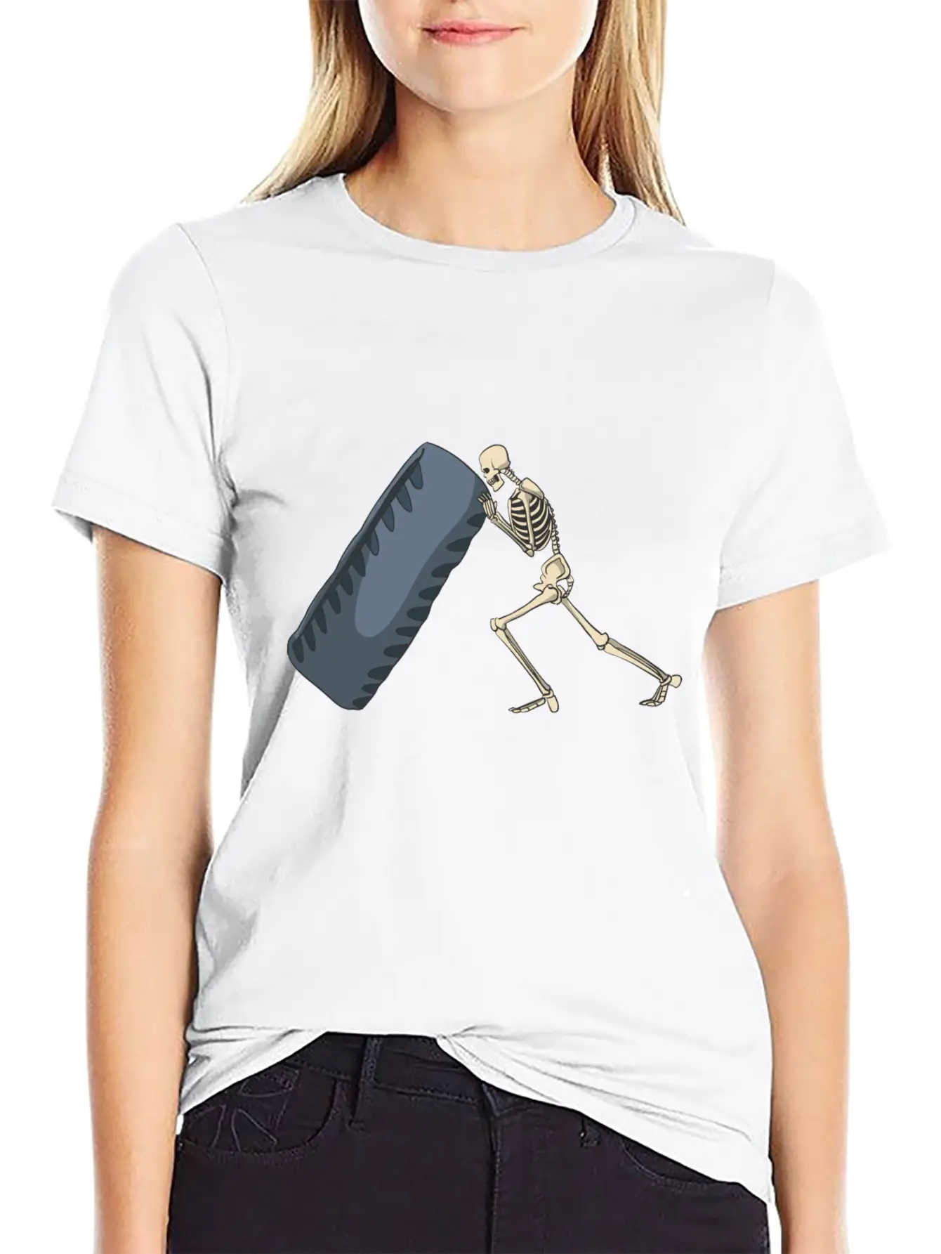 Skeleton Lifting Truck Tire For Exercise Unisex Short Sleeve Soft Cotton T-Shirt – Casual Everyday Wear
