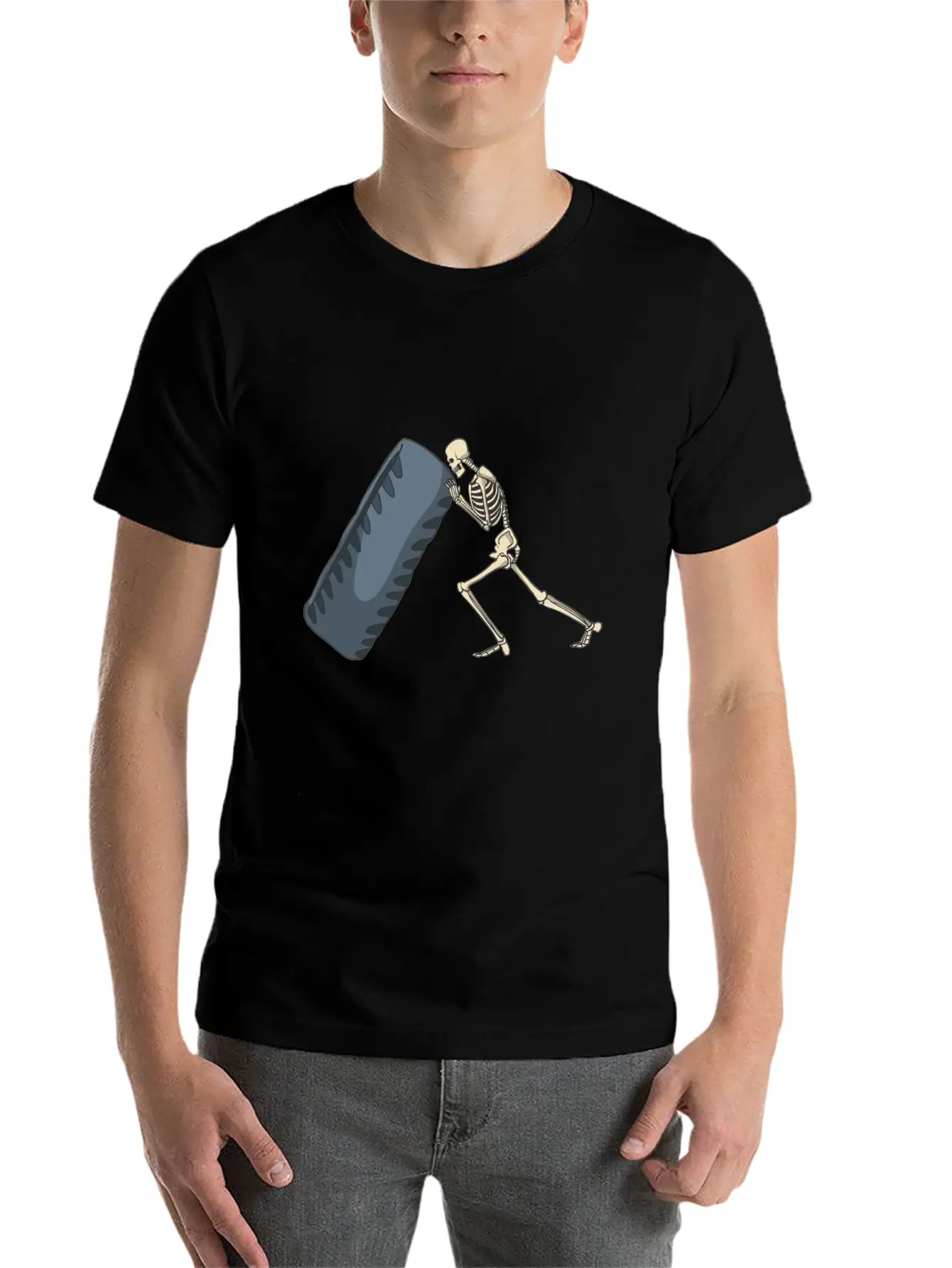 Skeleton Lifting Truck Tire For Exercise Unisex Short Sleeve Soft Cotton T-Shirt – Casual Everyday Wear