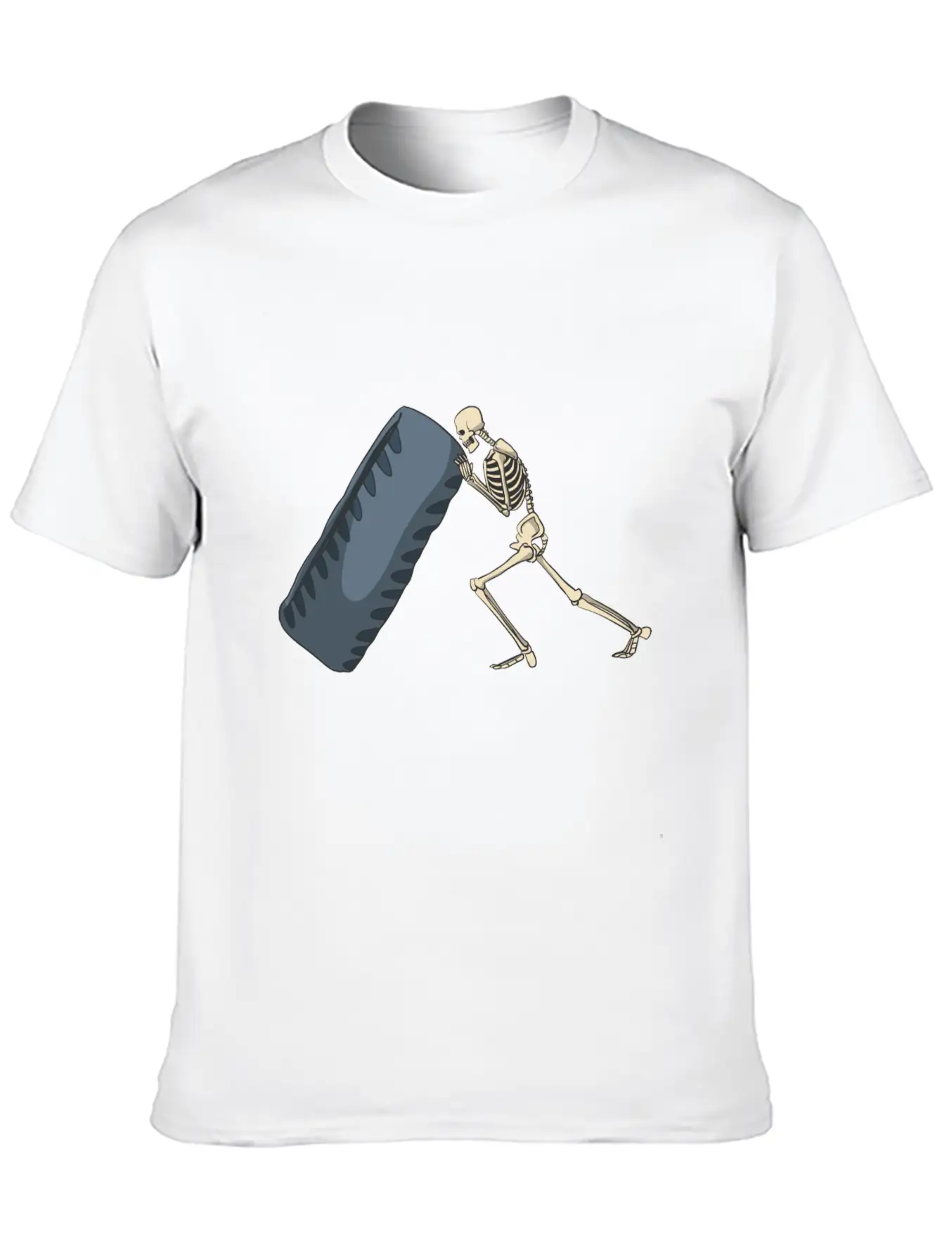 Skeleton Lifting Truck Tire For Exercise Unisex Short Sleeve Soft Cotton T-Shirt – Casual Everyday Wear