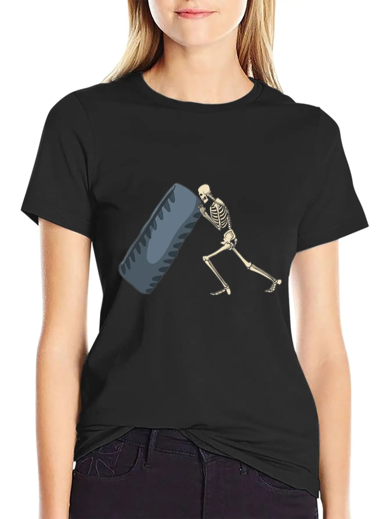 Skeleton Lifting Truck Tire For Exercise Unisex Short Sleeve Soft Cotton T-Shirt – Casual Everyday Wear