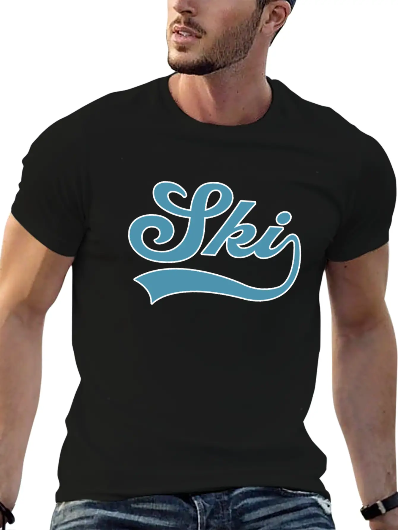 Ski Lettering Comfortable Minimalist Graphic Tee – Summer Style Essential