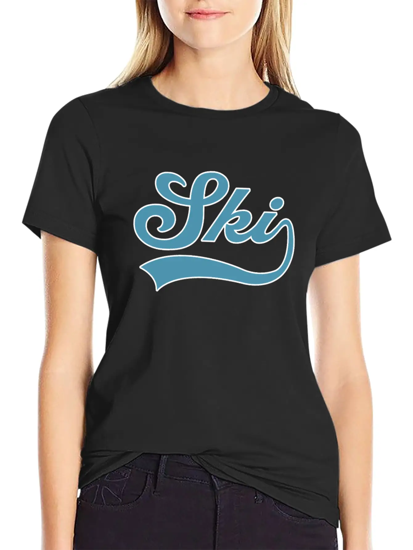 Ski Lettering Comfortable Minimalist Graphic Tee – Summer Style Essential