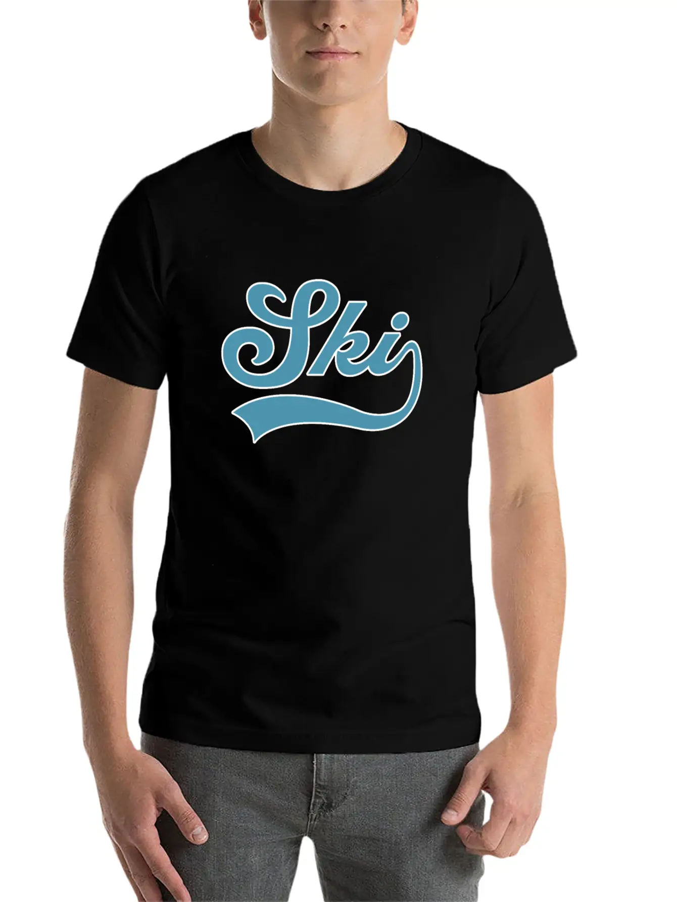 Ski Lettering Comfortable Minimalist Graphic Tee – Summer Style Essential