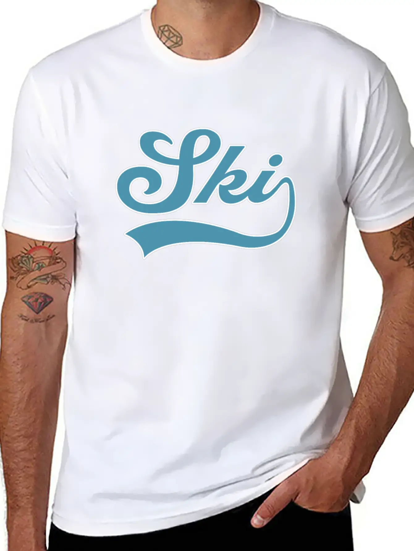 Ski Lettering Comfortable Minimalist Graphic Tee – Summer Style Essential
