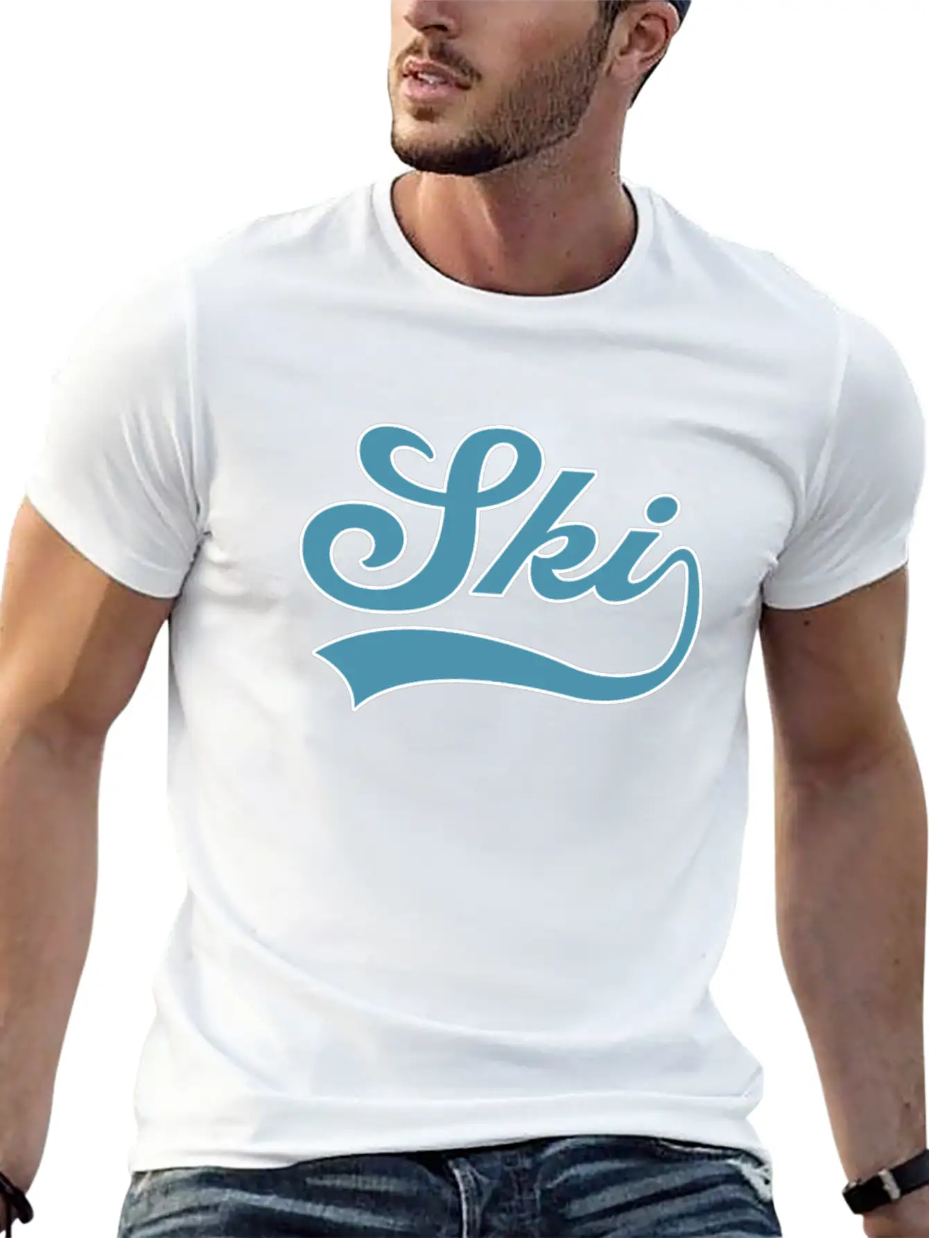 Ski Lettering Comfortable Minimalist Graphic Tee – Summer Style Essential