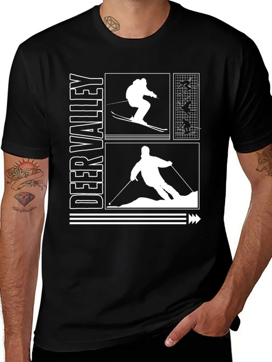 Ski Shirt, Deer Valley Souvenir Skiing Snowboard Timeless Short Sleeve Tee – Comfy And Minimalist Design