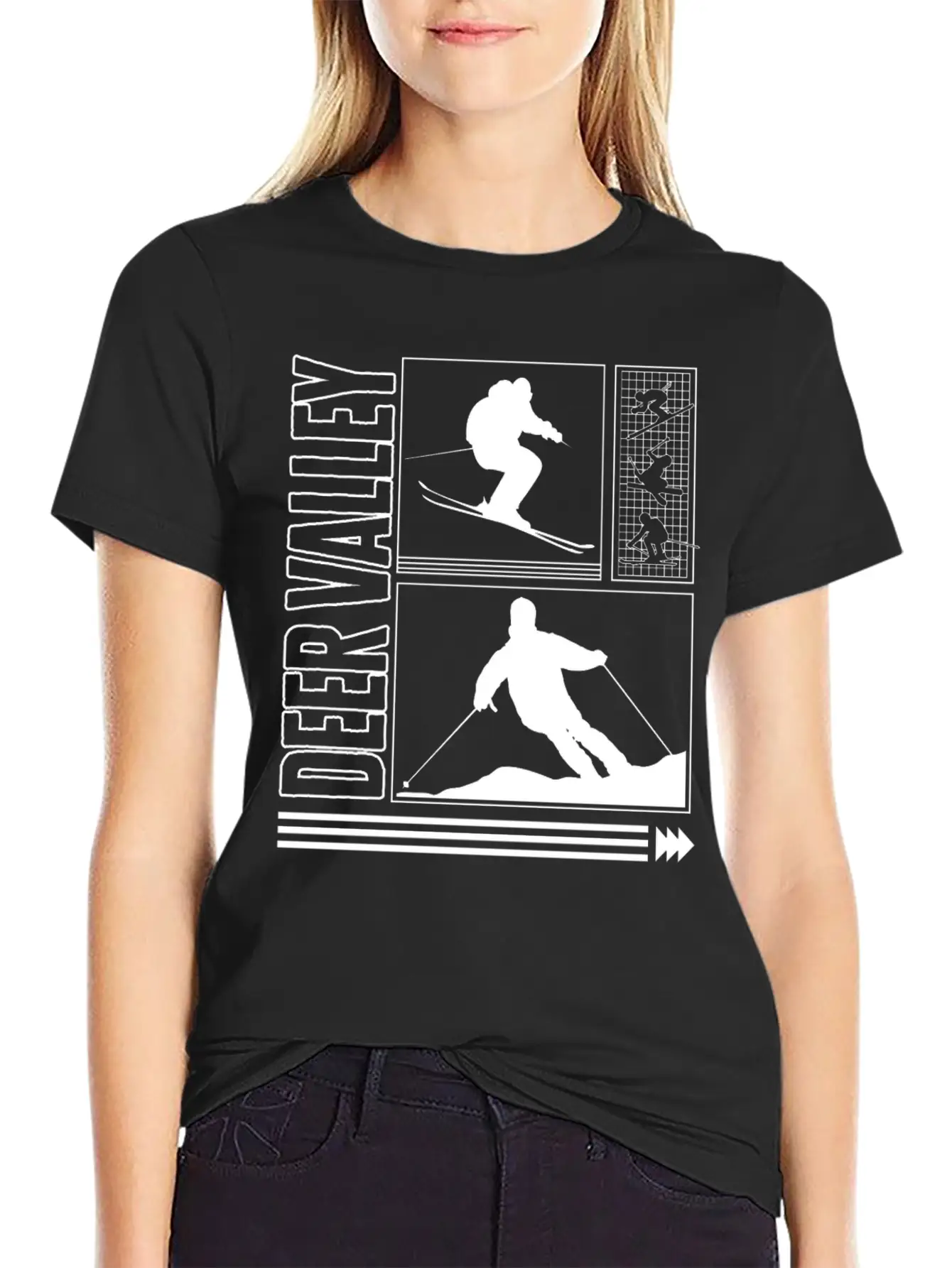 Ski Shirt, Deer Valley Souvenir Skiing Snowboard Timeless Short Sleeve Tee – Comfy And Minimalist Design