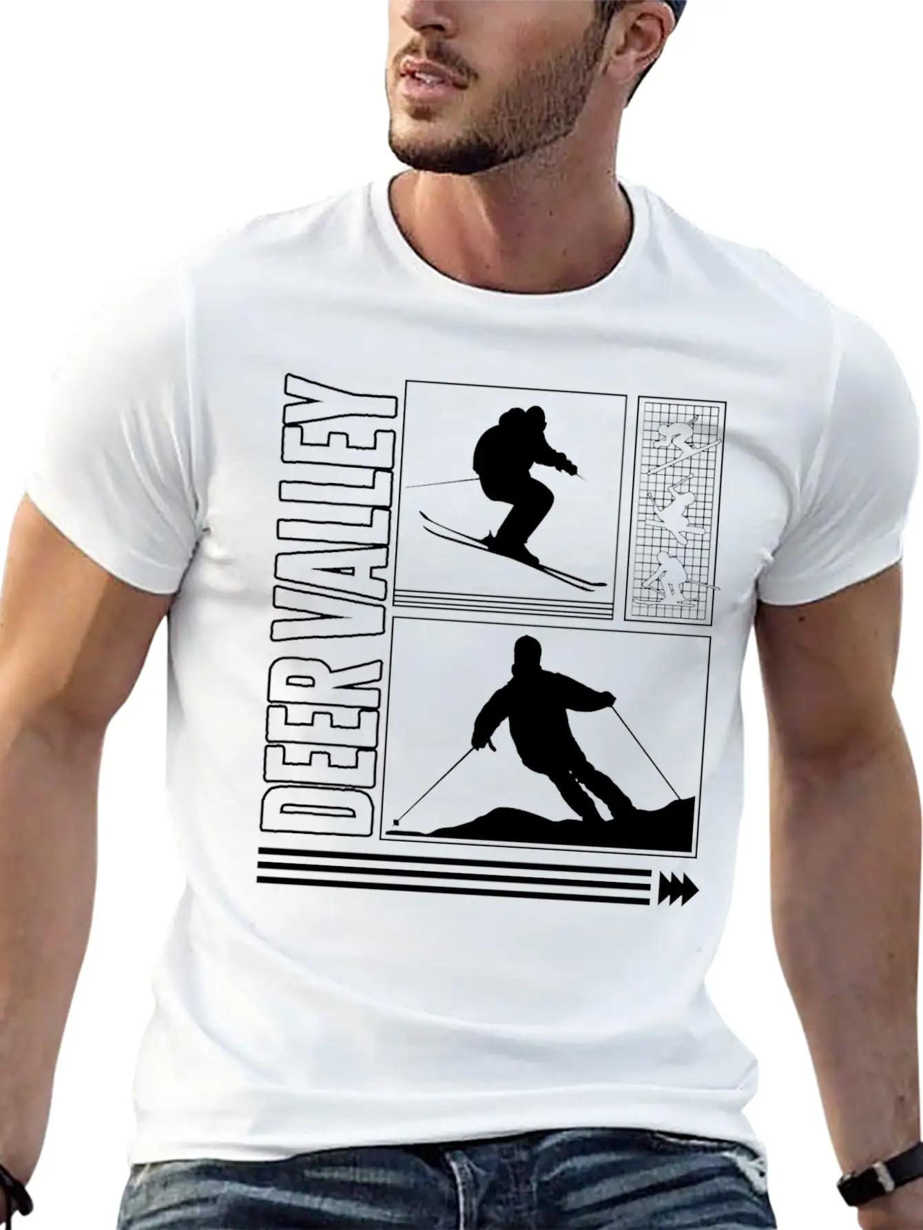 Ski Shirt, Deer Valley Souvenir Skiing Snowboard Timeless Short Sleeve Tee – Comfy And Minimalist Design