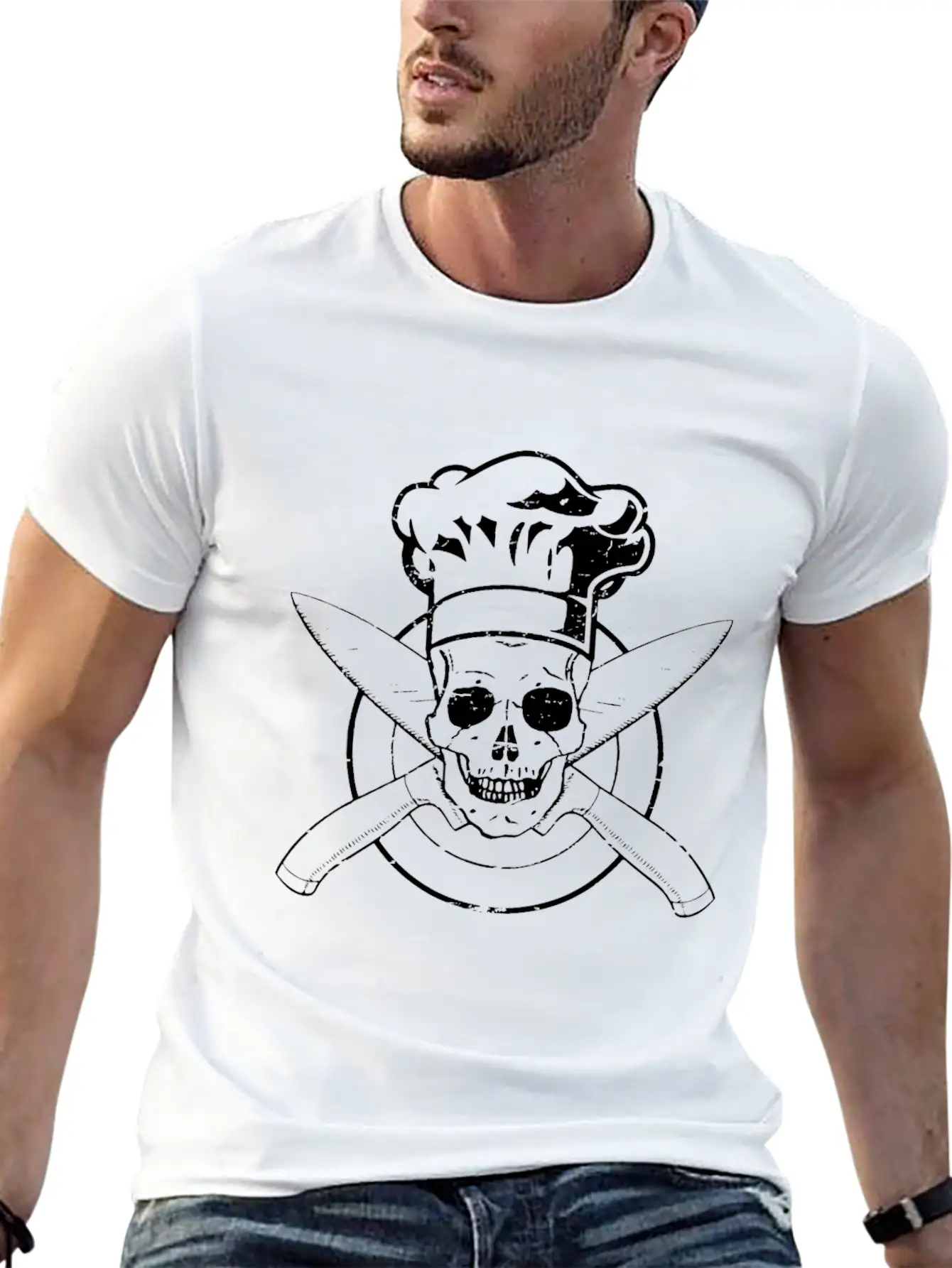 Skull Chef's Hat Cooking BBQ Grilling Unisex Short Sleeve Soft Cotton T-Shirt – Casual Everyday Wear