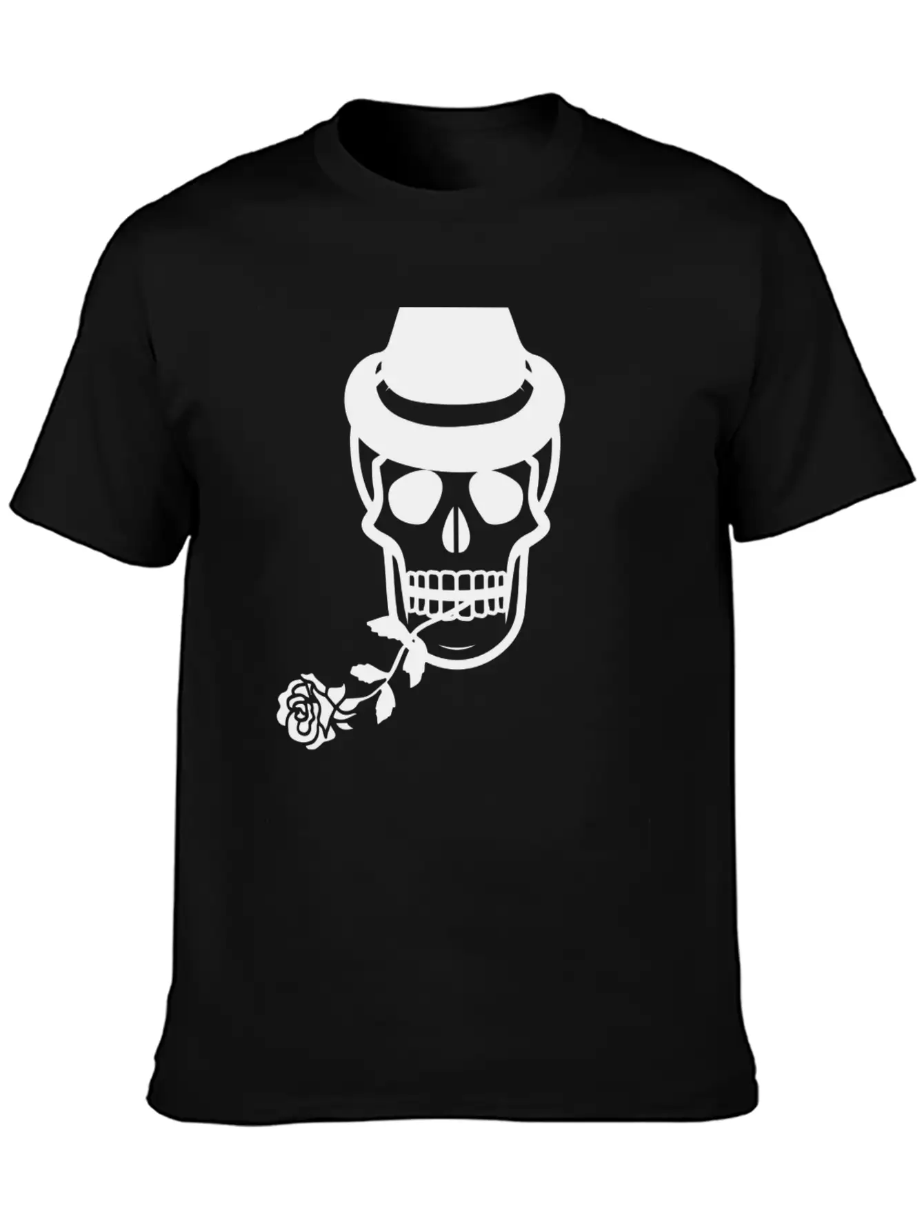 Skull Head With Rose Essential Unisex Summer Tee – Soft Cotton Casual Fit