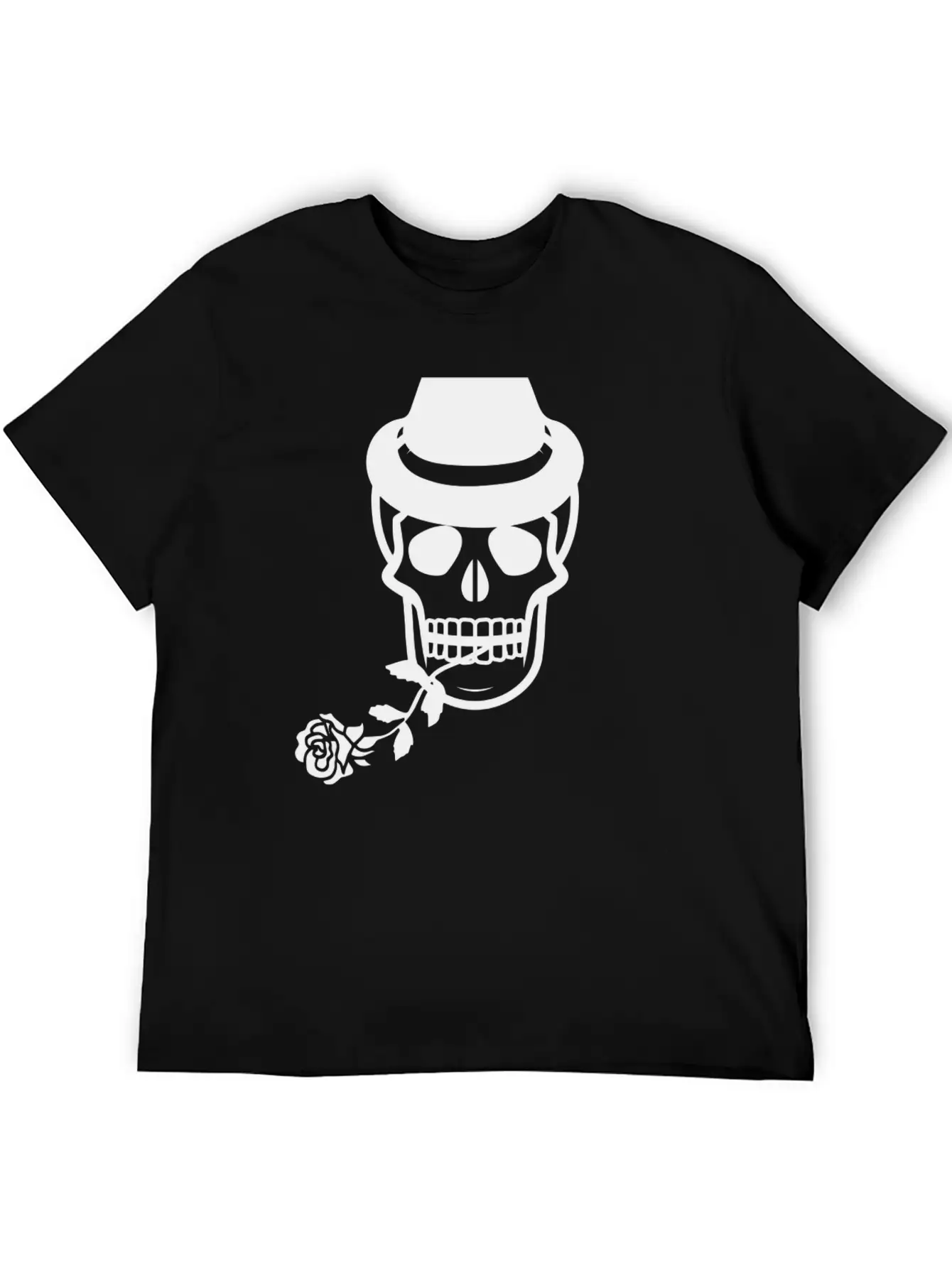 Skull Head With Rose Essential Unisex Summer Tee – Soft Cotton Casual Fit