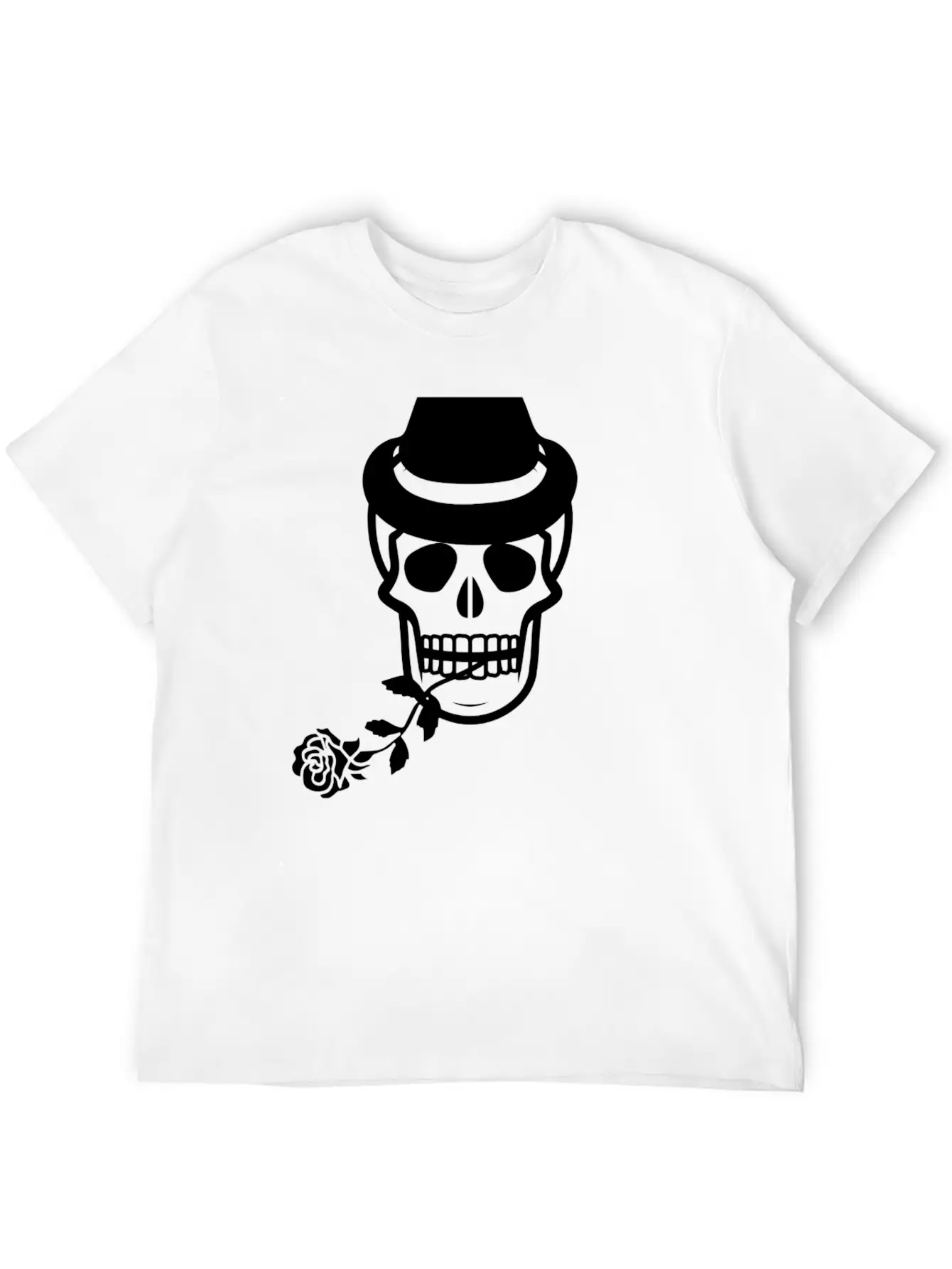 Skull Head With Rose Essential Unisex Summer Tee – Soft Cotton Casual Fit