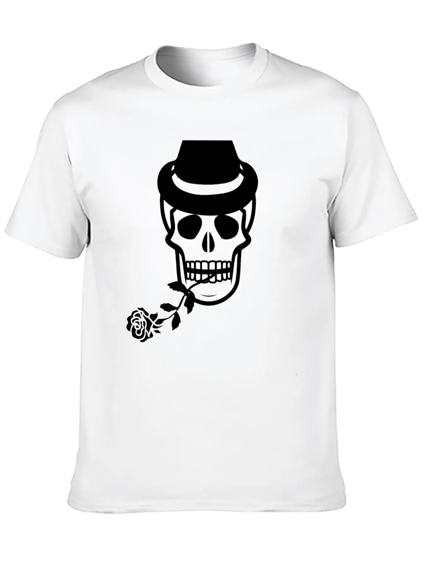 Skull Head With Rose Essential Unisex Summer Tee – Soft Cotton Casual Fit