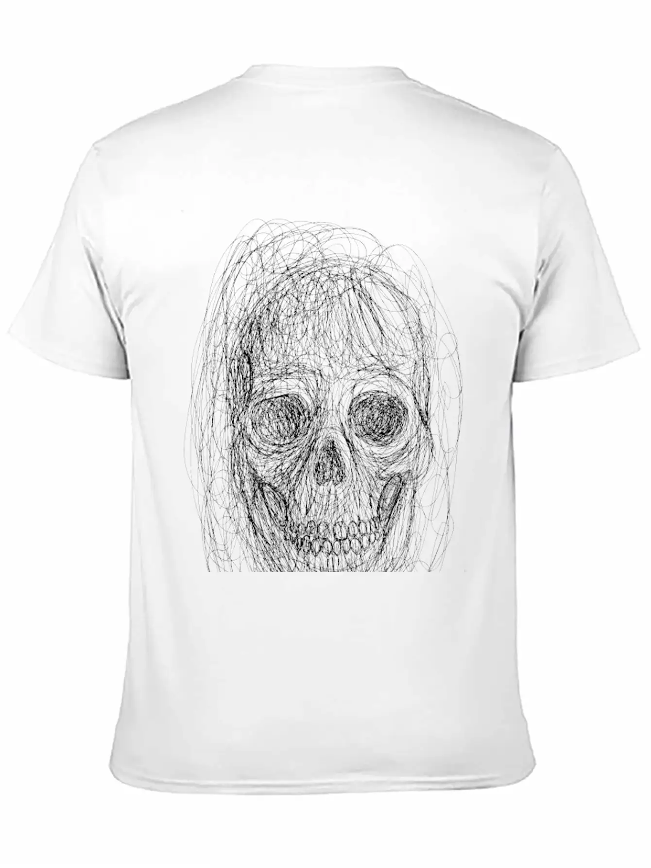 Skull Line Art_ Painted Skull Face Unisex Short Sleeve Soft Cotton T-Shirt – Casual Everyday Wear