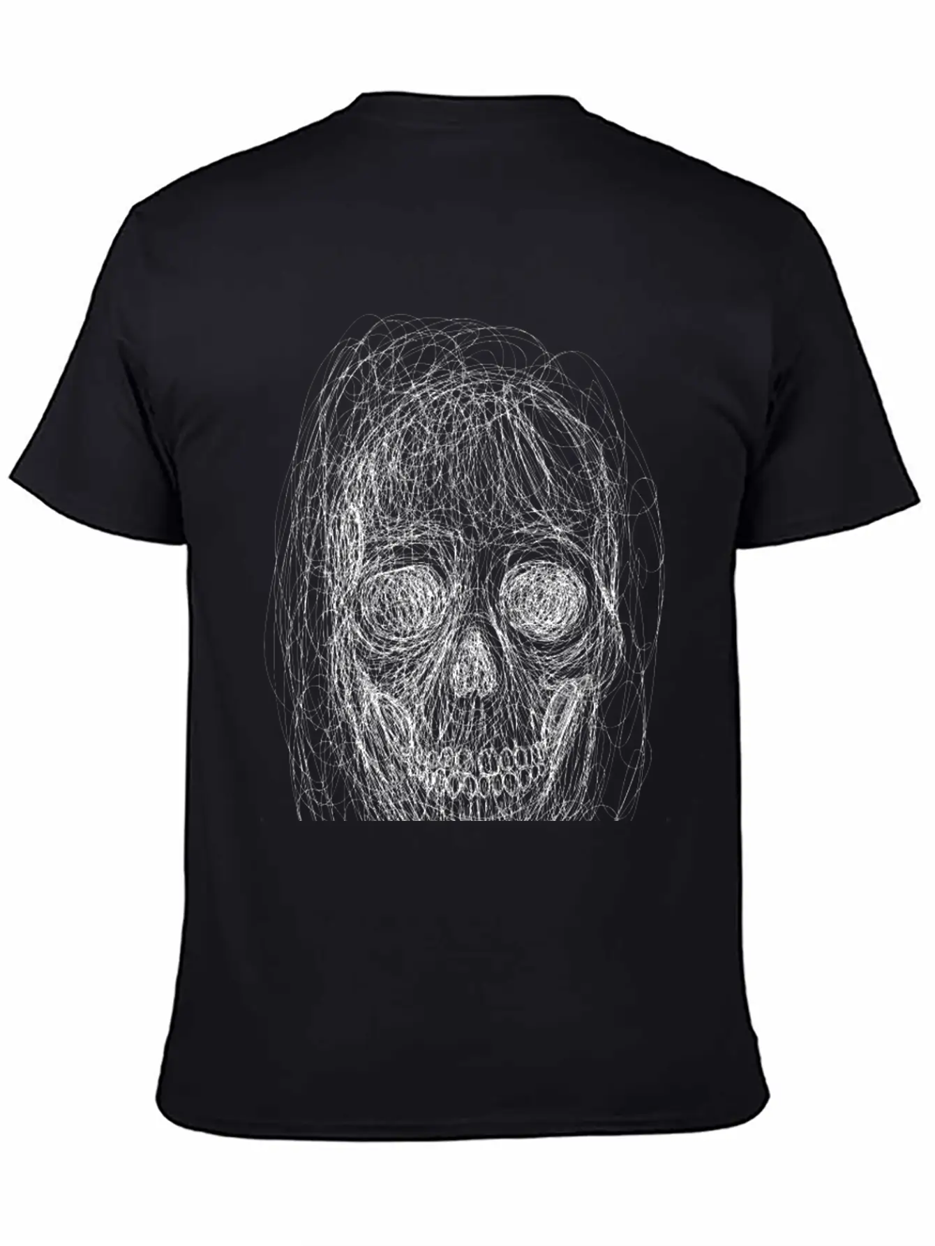 Skull Line Art_ Painted Skull Face Unisex Short Sleeve Soft Cotton T-Shirt – Casual Everyday Wear