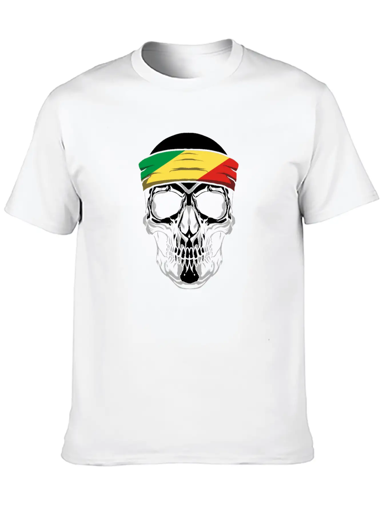 Skull Nationality Country Flag Stylish Everyday T-Shirt – Unisex Basic Cotton Tee