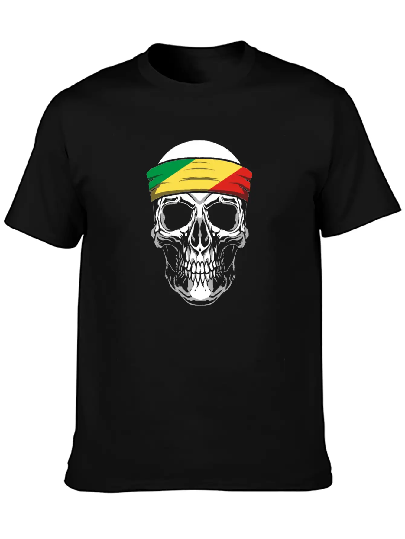 Skull Nationality Country Flag Stylish Everyday T-Shirt – Unisex Basic Cotton Tee