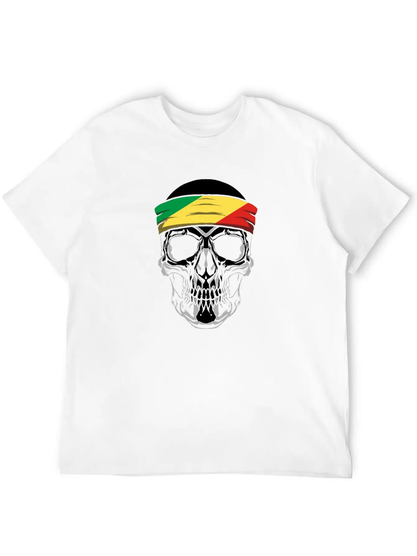 Skull Nationality Country Flag Stylish Everyday T-Shirt – Unisex Basic Cotton Tee