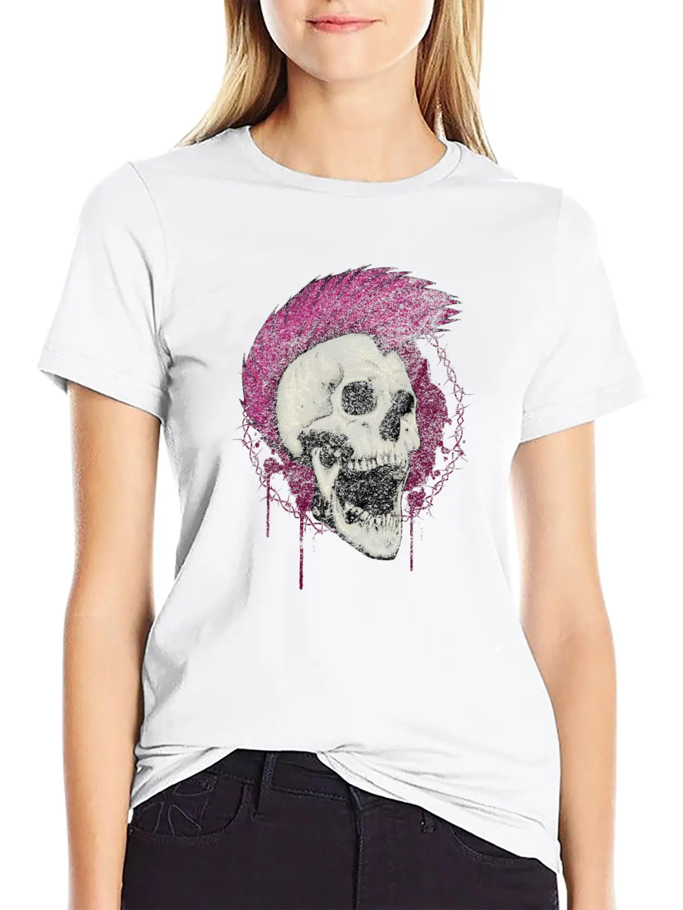 Skull Punk Rock Unisex Short Sleeve Soft Cotton T-Shirt – Casual Everyday Wear
