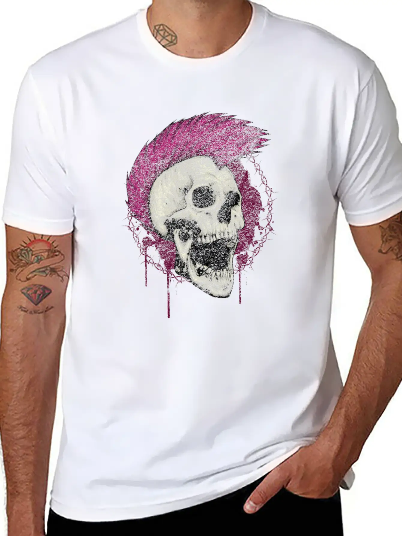 Skull Punk Rock Unisex Short Sleeve Soft Cotton T-Shirt – Casual Everyday Wear
