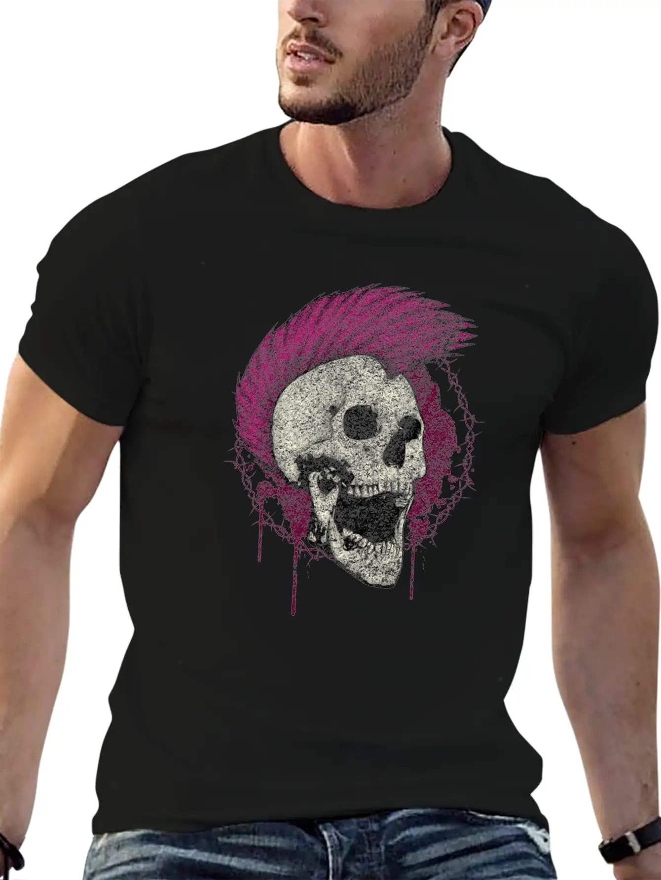 Skull Punk Rock Unisex Short Sleeve Soft Cotton T-Shirt – Casual Everyday Wear